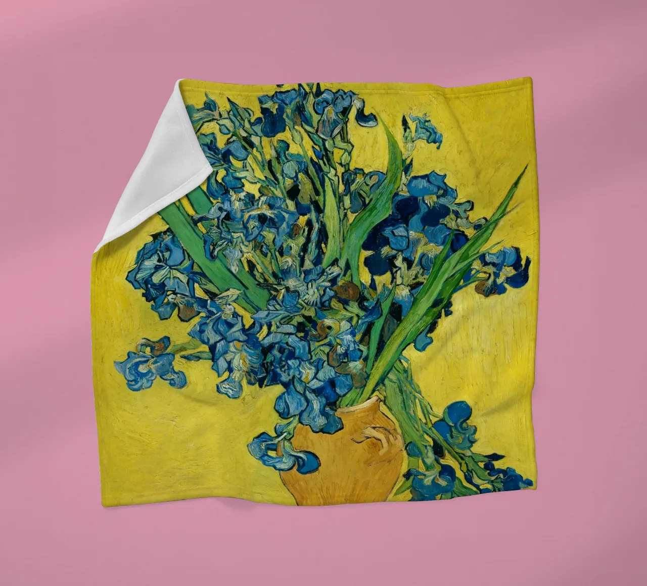 “Irises” (1889) by Vincent van Gogh fleece blanket by Venus Art