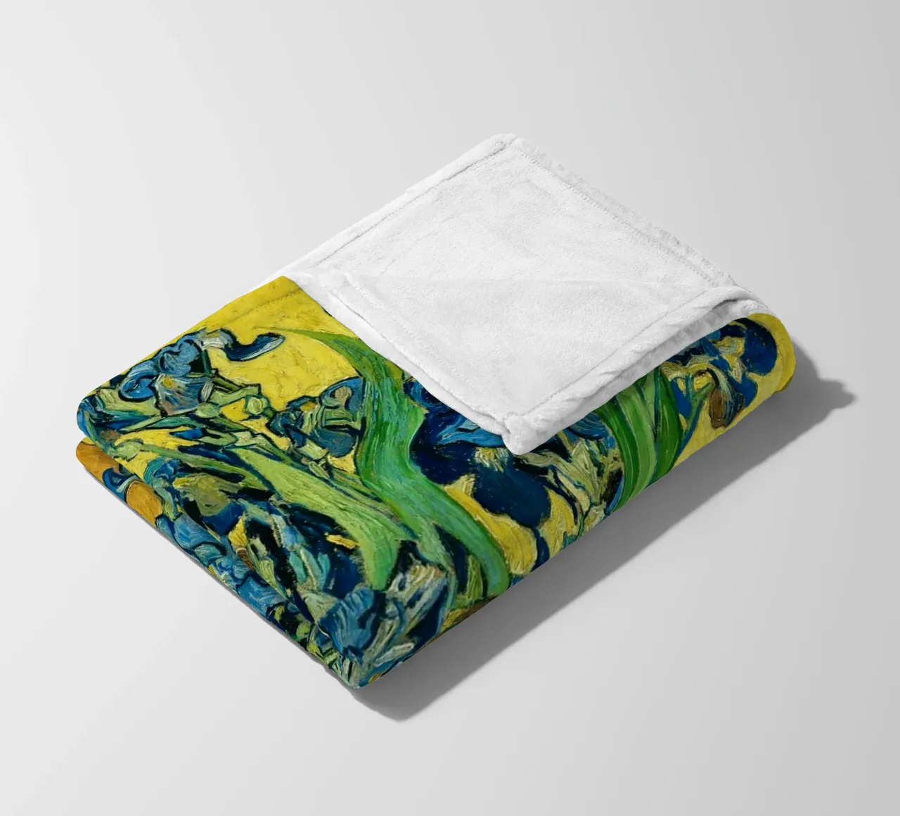 “Irises” (1889) by Vincent van Gogh fleece blanket by Venus Art