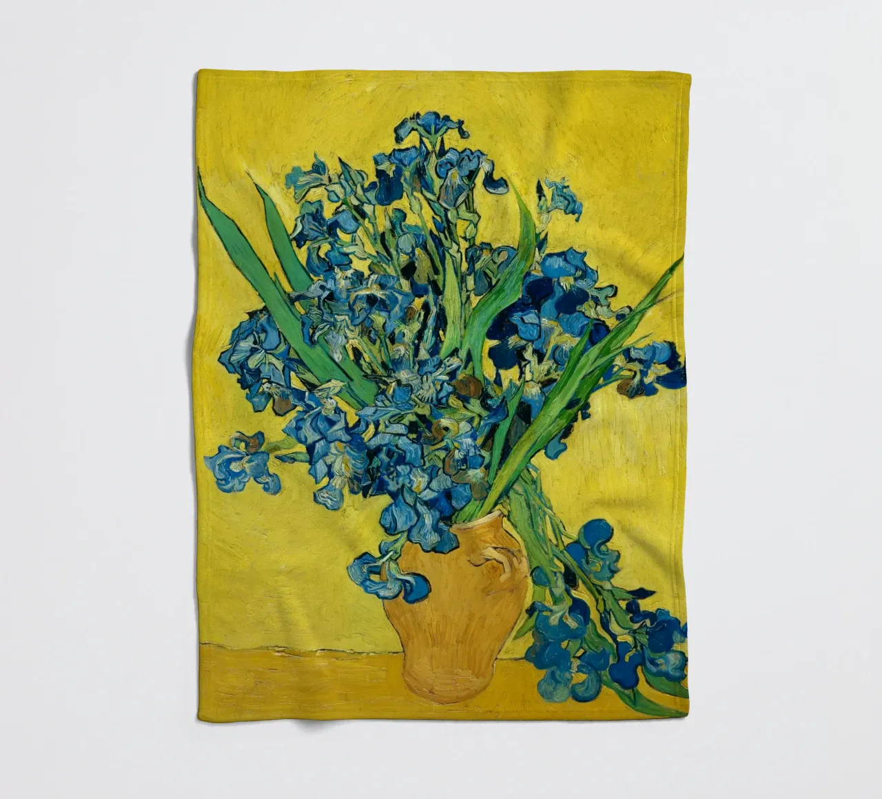 “Irises” (1889) by Vincent van Gogh fleece blanket by Venus Art