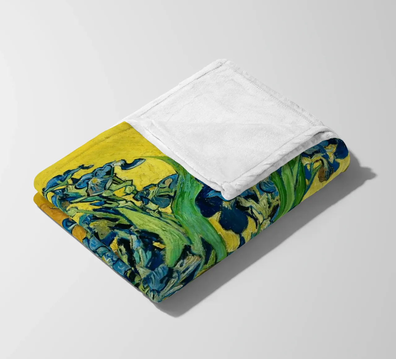 “Irises” (1889) by Vincent van Gogh fleece blanket by Venus Art