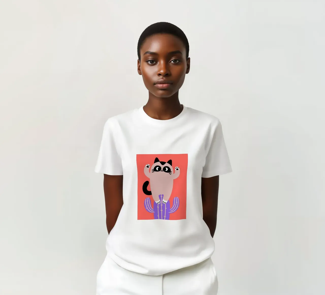Gatti e cactus t-shirt da TRENDY POSTER SHOP