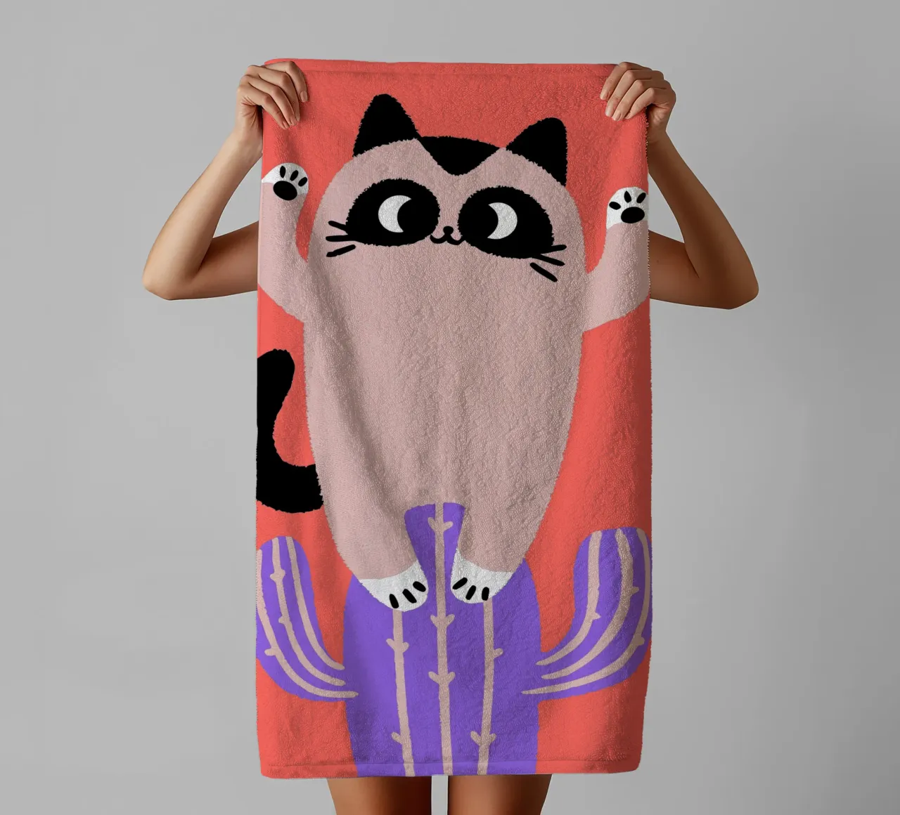 Gatti e cactus asciugamano da bagno da TRENDY POSTER SHOP