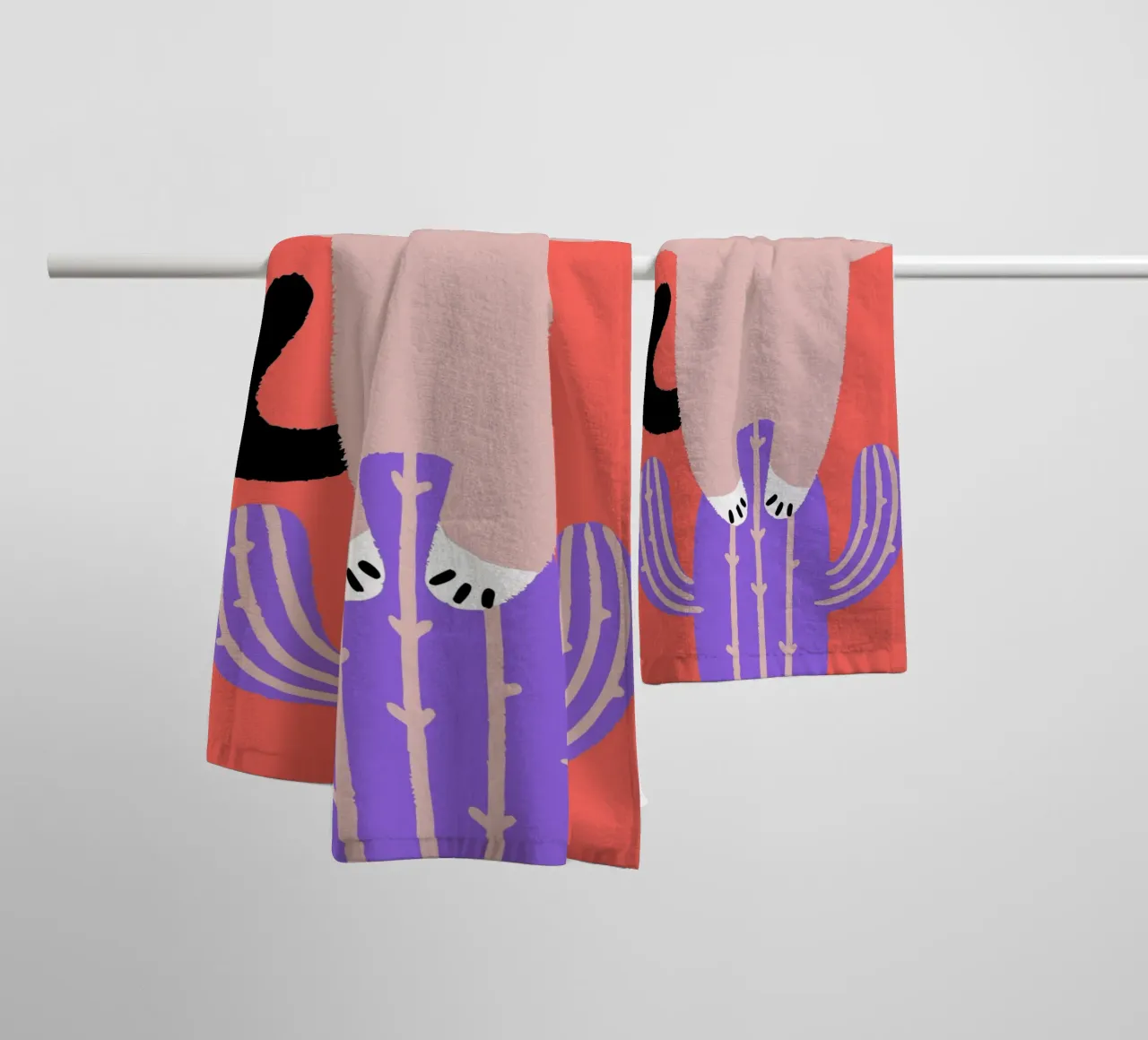 Gatti e cactus asciugamano da bagno da TRENDY POSTER SHOP