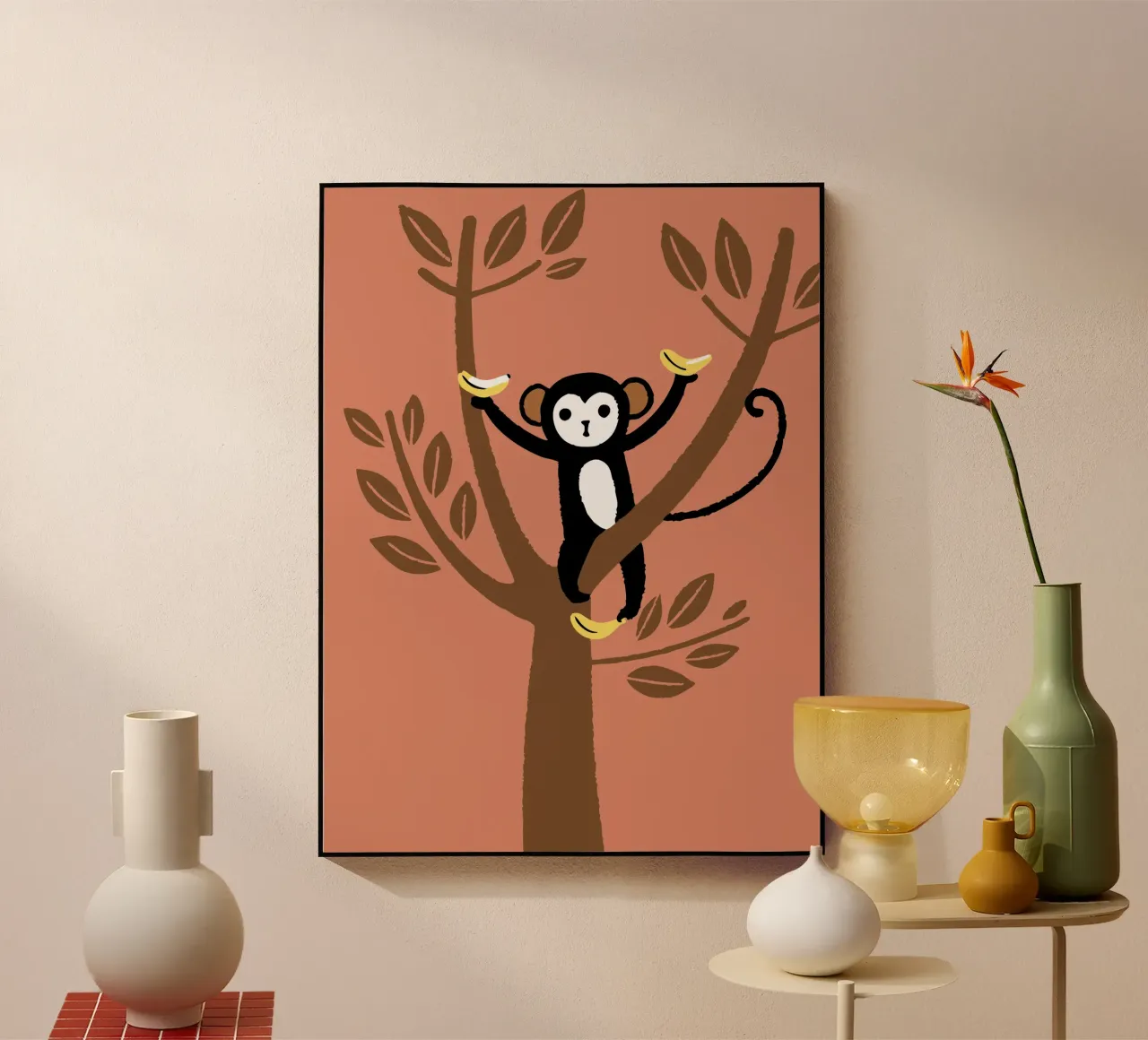 Scimmie e banane plexiglass da TRENDY POSTER SHOP