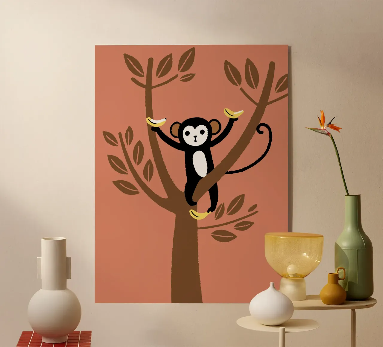 Scimmie e banane plexiglass da TRENDY POSTER SHOP