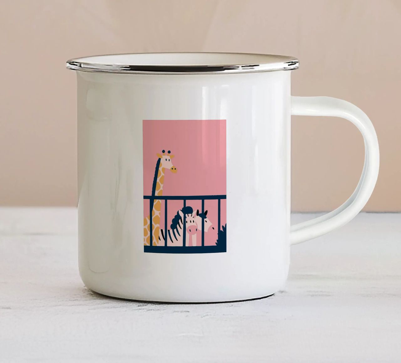 Giraffa e zebra tazza in smalto da UNIQUE SHOP