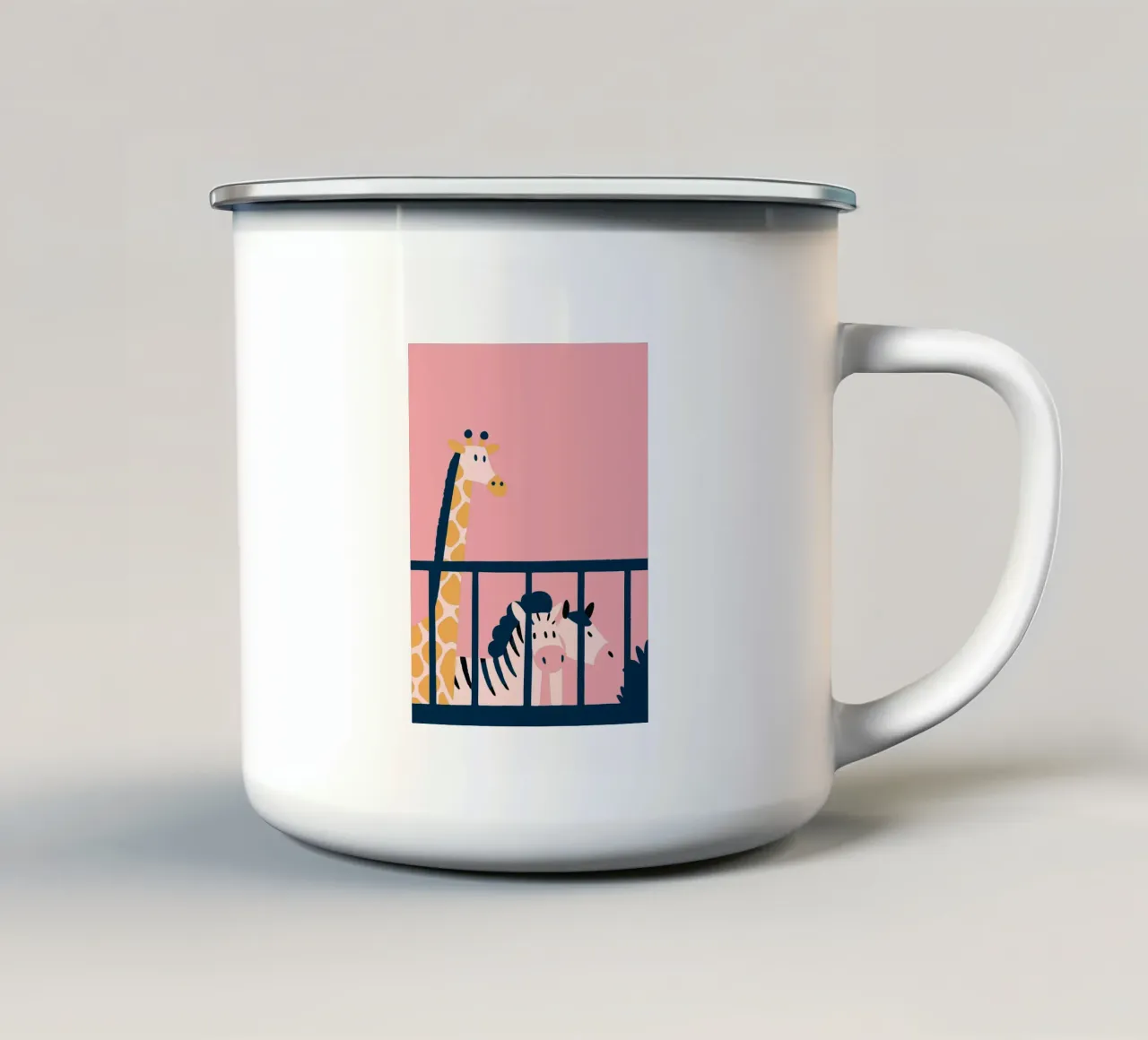 Giraffe and Zebra enamel mug by TRENDY POSTER SHOP