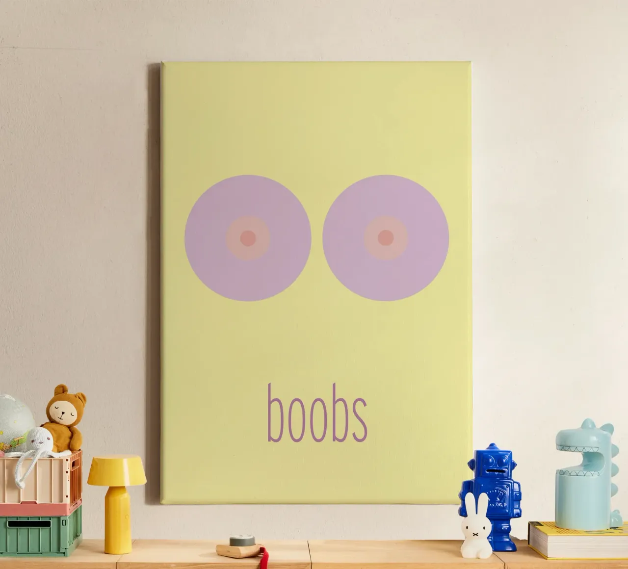 boobs. (mehrere Varianten verfügbar) canvas met Baklijst van FRICKE DESIGN