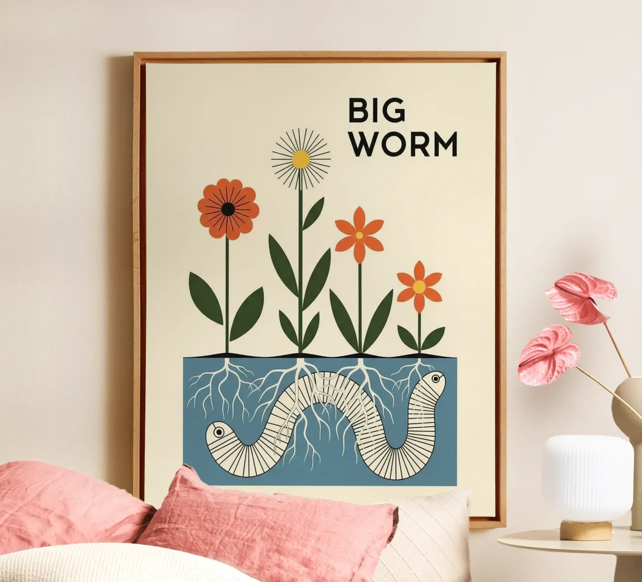 BIG WORM: The Secret Lives of Roots & Friends (Fauna #01) tela con Cornice a cassetta da Zen Design