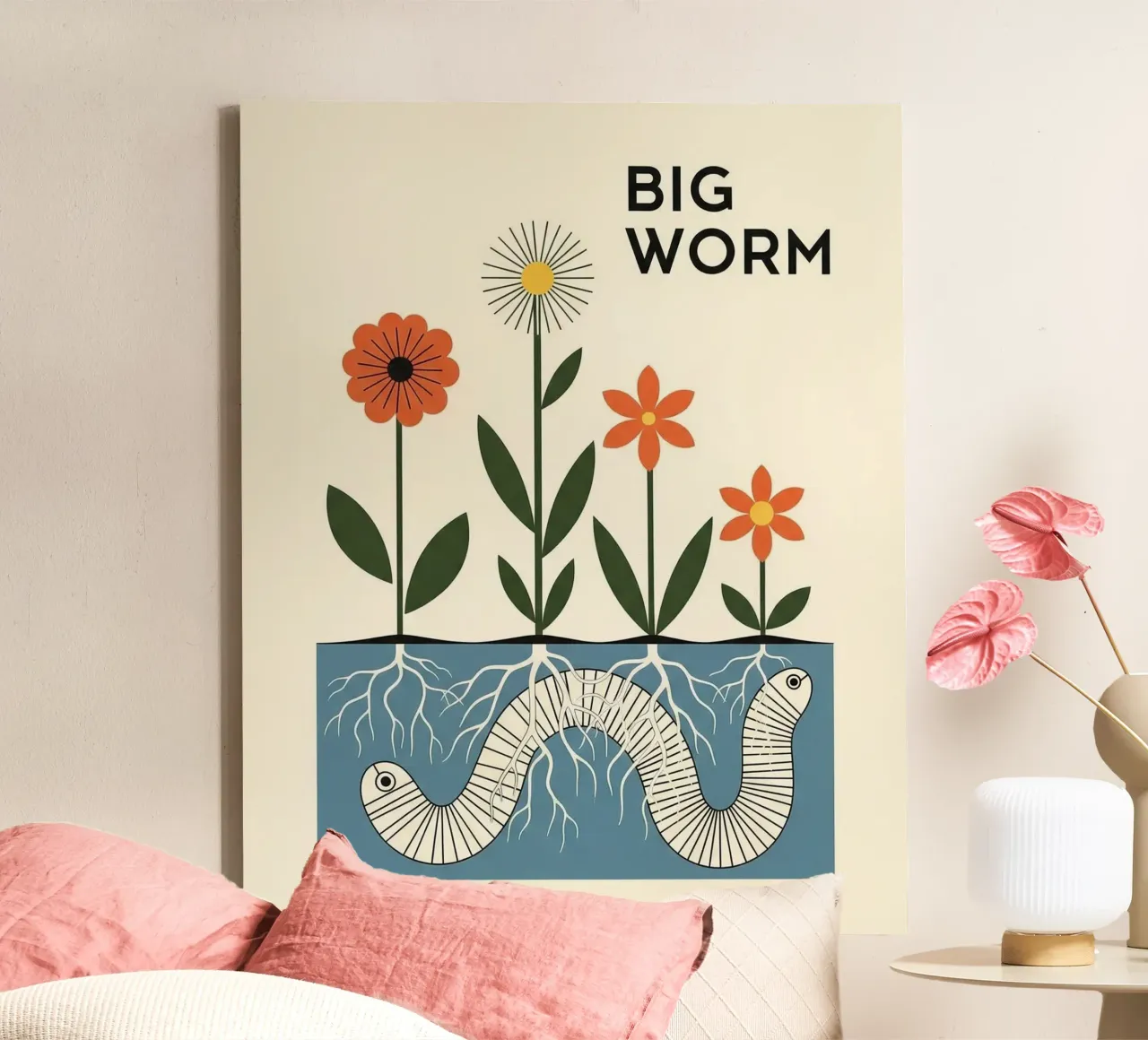 BIG WORM: The Secret Lives of Roots & Friends (Fauna #01) tela con Cornice a cassetta da Zen Design