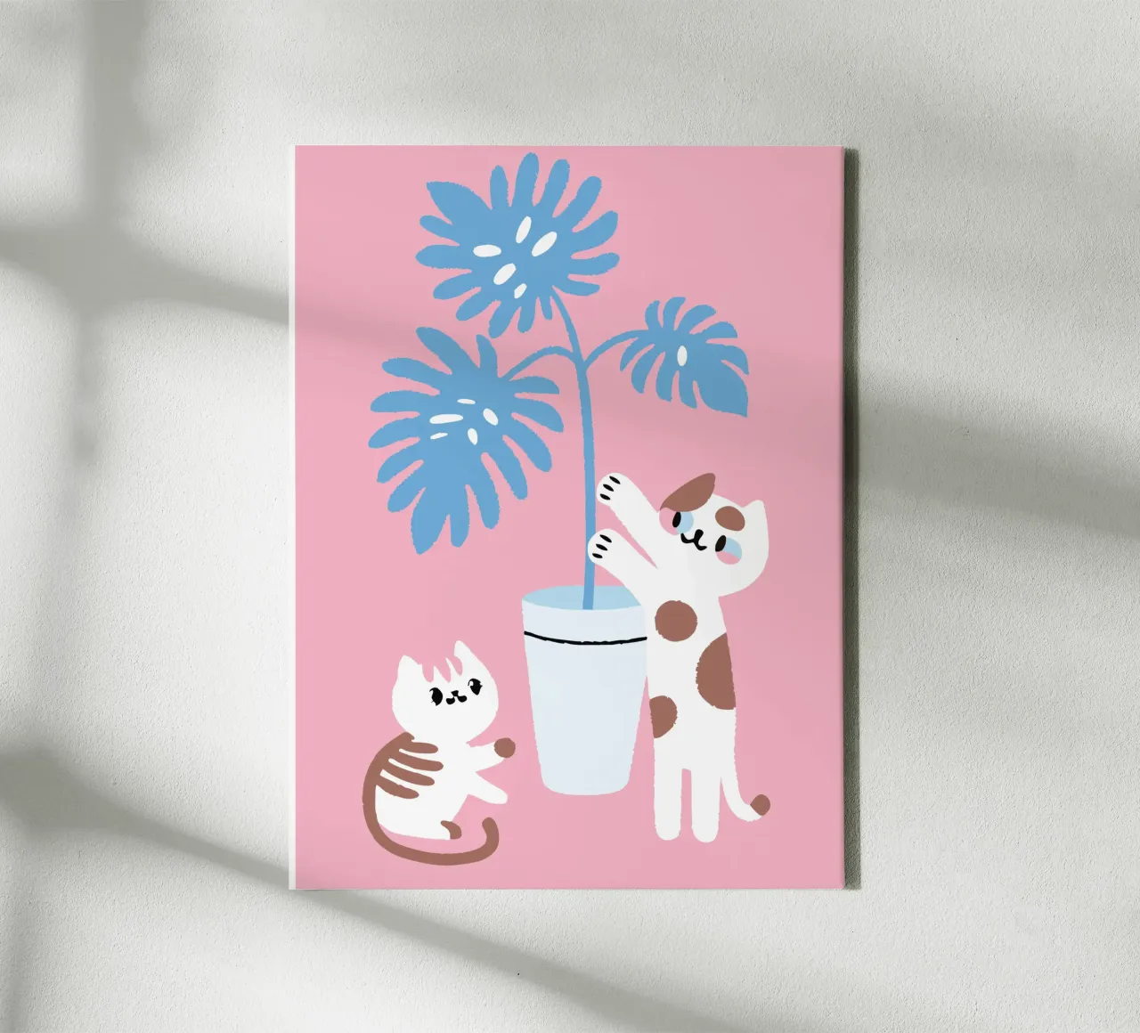 Gatto e Monstera tela con Cornice a cassetta da TRENDY POSTER SHOP