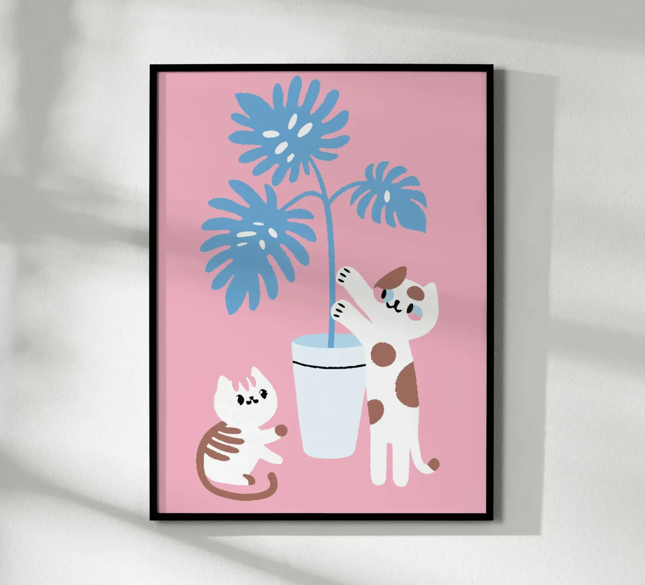 Gatto e Monstera poster con telaio in alluminio da TRENDY POSTER SHOP