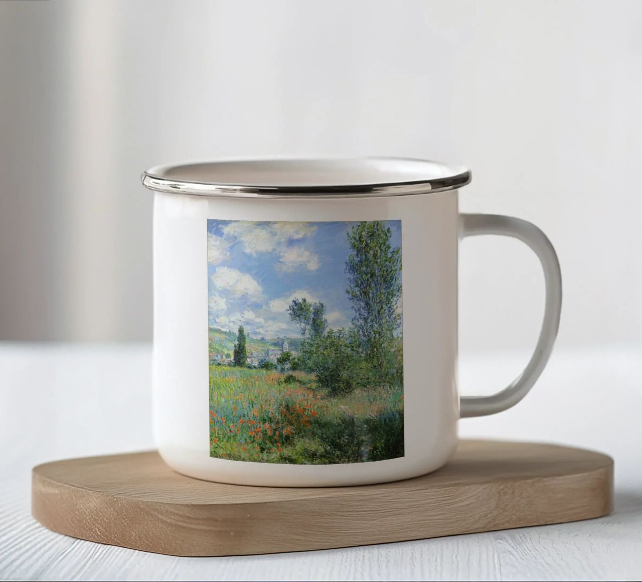 Veduta di Vétheuil" (1880) di Claude Monet tazza in smalto da Venus Art