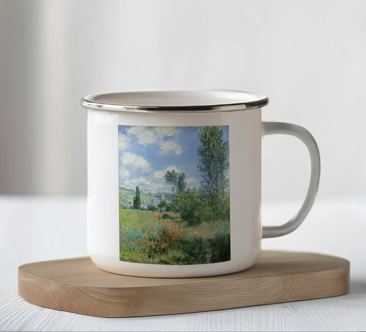 Veduta di Vétheuil" (1880) di Claude Monet tazza in smalto da Venus Art