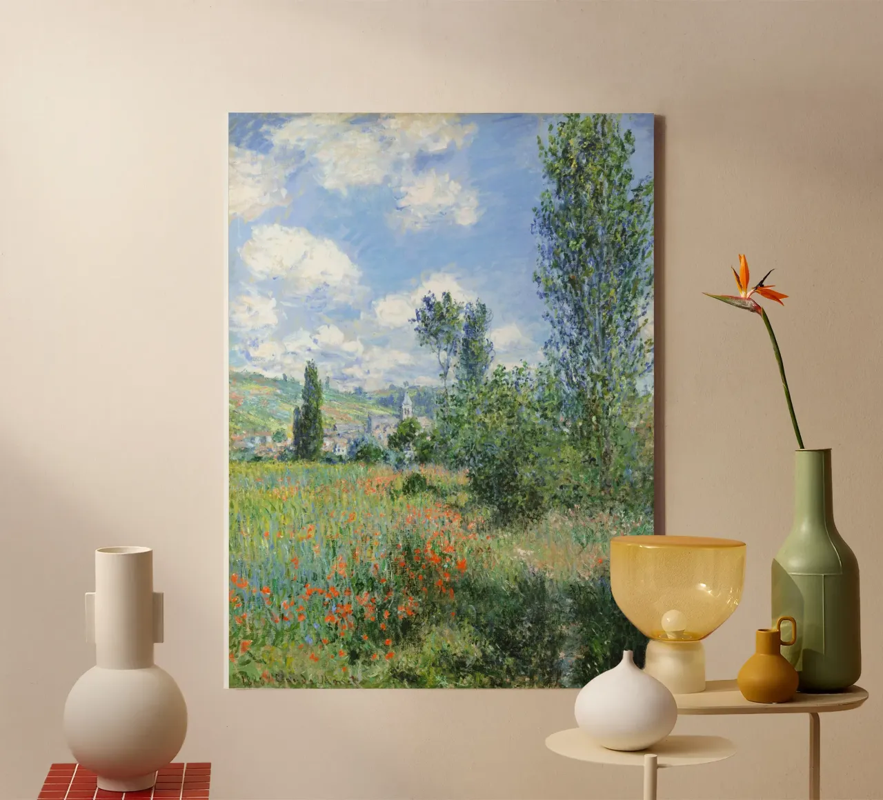 View of Vétheuil” (1880) by Claude Monet canvas by Venus Art