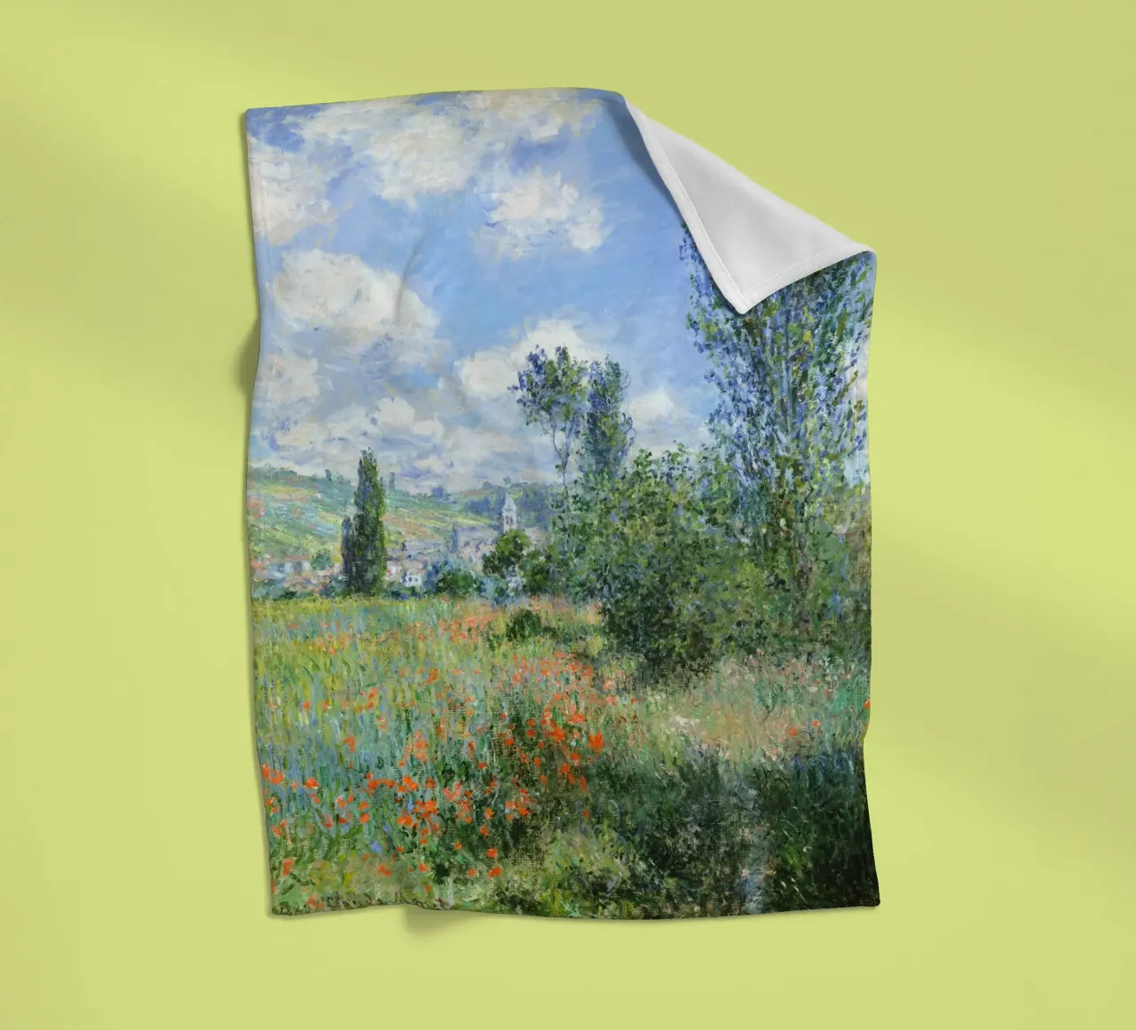 View of Vétheuil” (1880) by Claude Monet fleece blanket by Venus Art