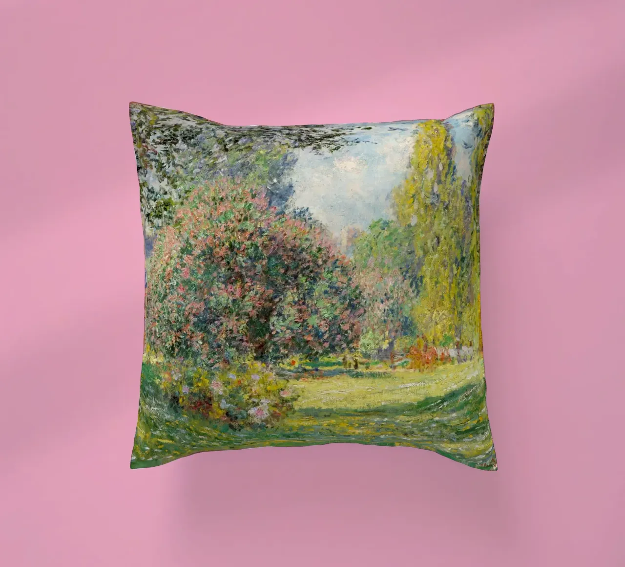 “The Parc Monceau” (1876) by Claude Monet decorative cushion by Art History