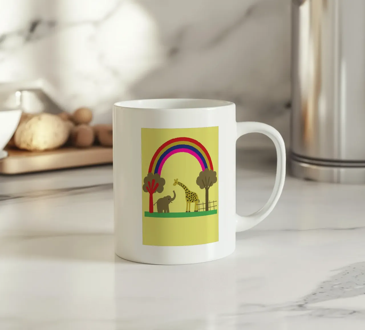 Elefanti e giraffe dello zoo tazza in ceramica da TRENDY POSTER SHOP