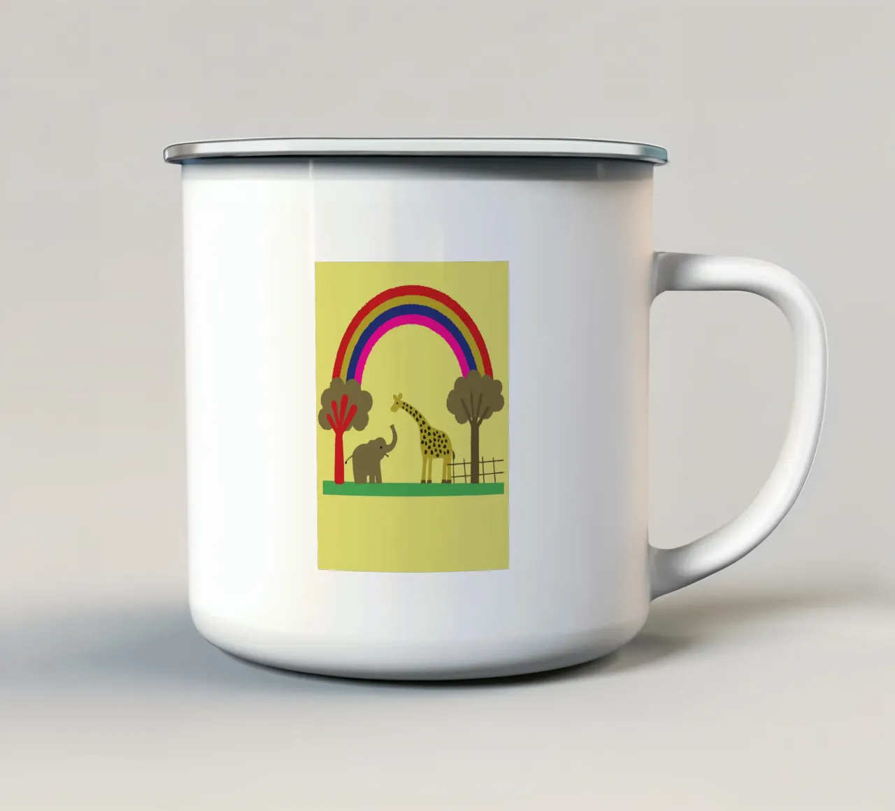 Zoo Elephants and Giraffes enamel mug by TRENDY POSTER SHOP