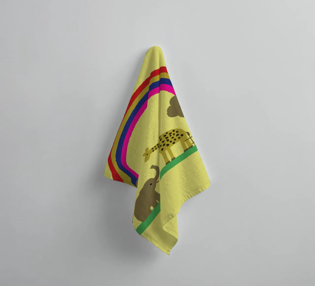 Zoo Elephants and Giraffes towel by TRENDY POSTER SHOP