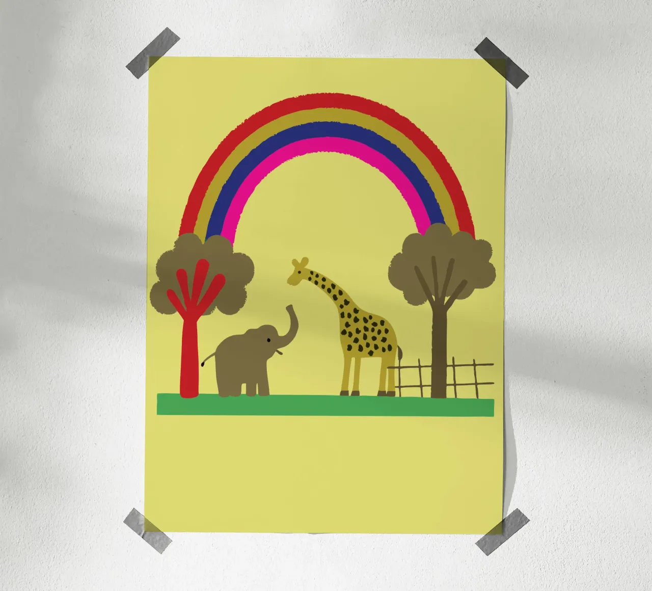 Elefanti e giraffe dello zoo poster da TRENDY POSTER SHOP