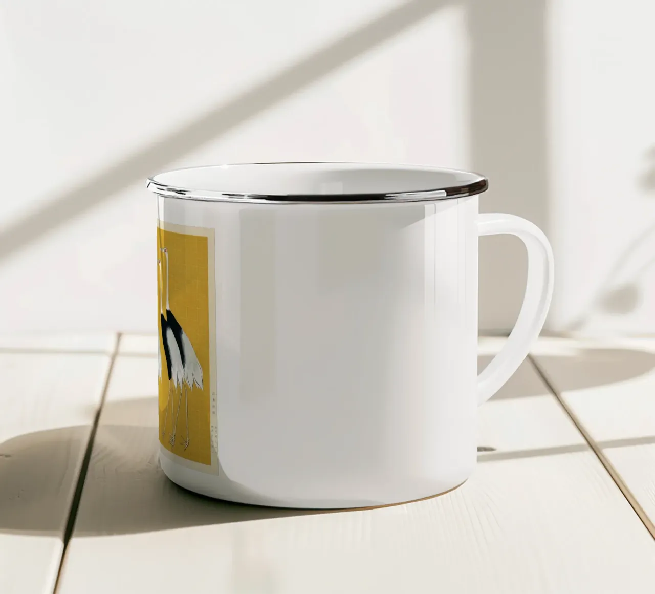 Gru giapponesi dal ciuffo rosso di Ogata Kōrin tazza in smalto da Classic Art Prints