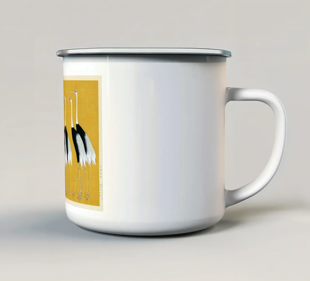 Gru giapponesi dal ciuffo rosso di Ogata Kōrin tazza in smalto da Classic Art Prints