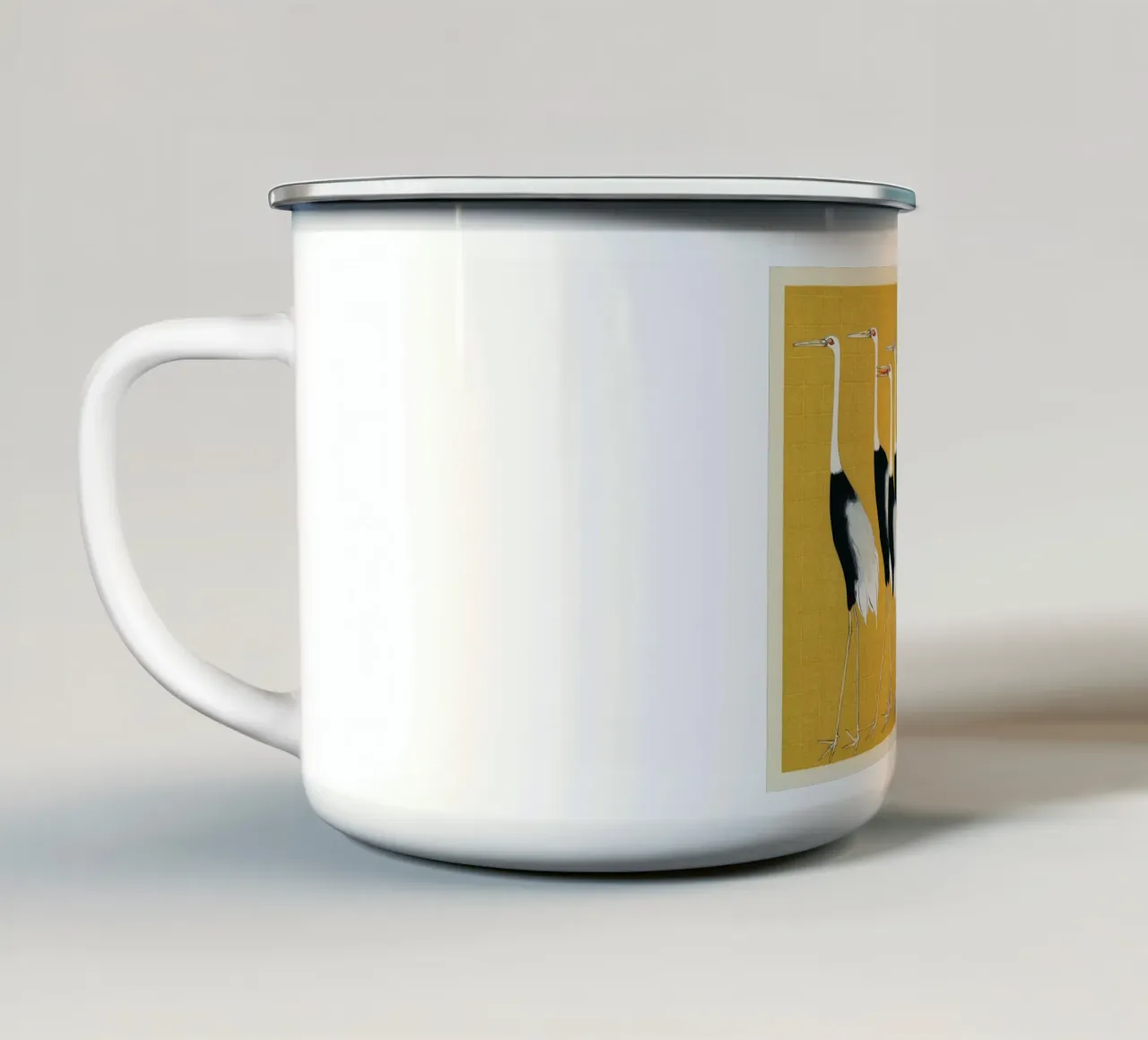 Gru giapponesi dal ciuffo rosso di Ogata Kōrin tazza in smalto da Classic Art Prints