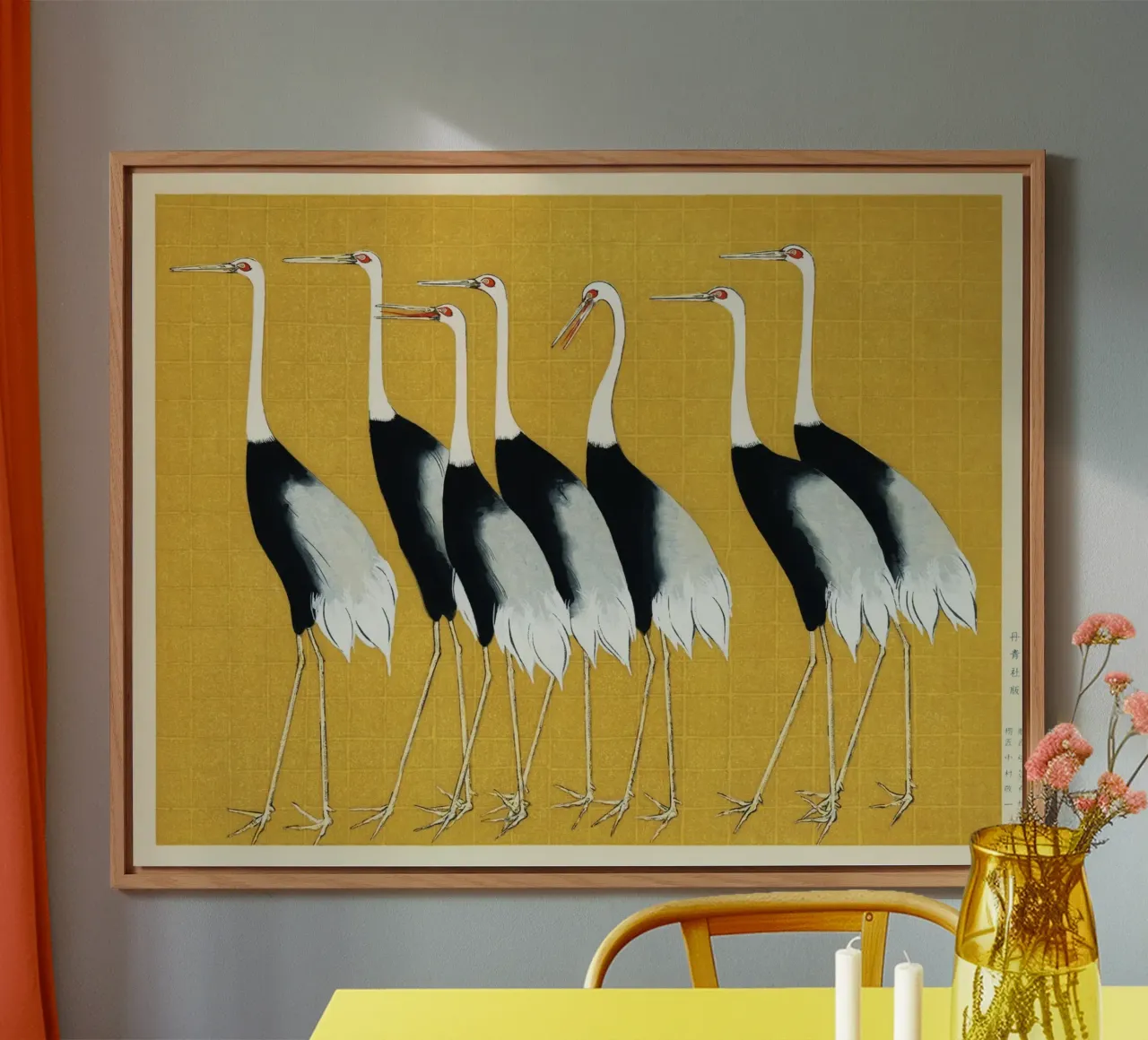 Gru giapponesi dal ciuffo rosso di Ogata Kōrin alluminio dibond da Classic Art Prints