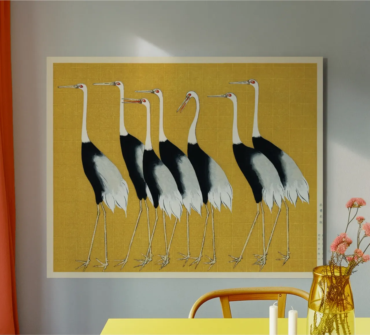 Gru giapponesi dal ciuffo rosso di Ogata Kōrin alluminio dibond da Classic Art Prints