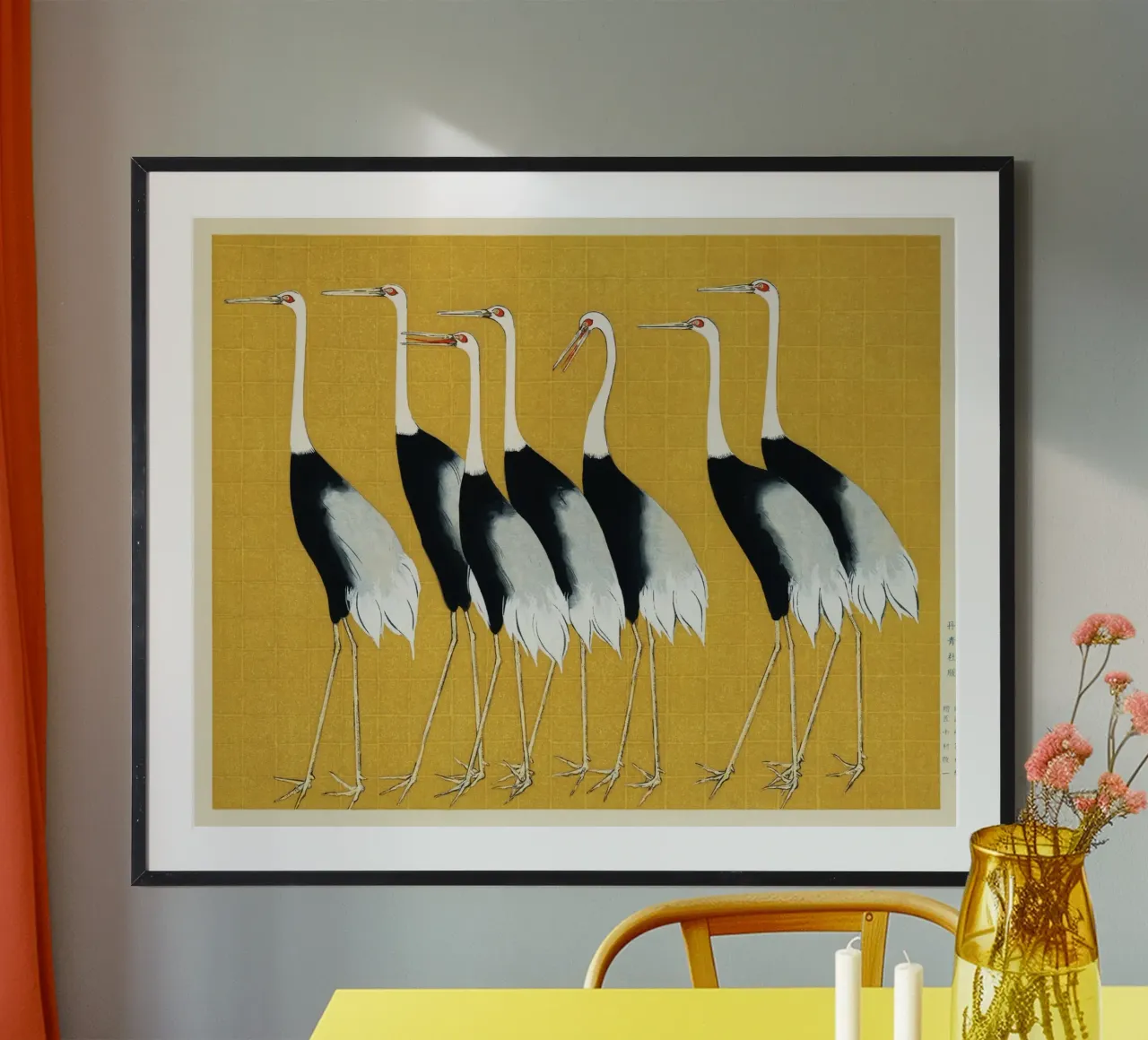 Japanische Rotscheitelkraniche von Ogata Kōrin Poster mit Kunststoffrahmen von Classic Art Prints