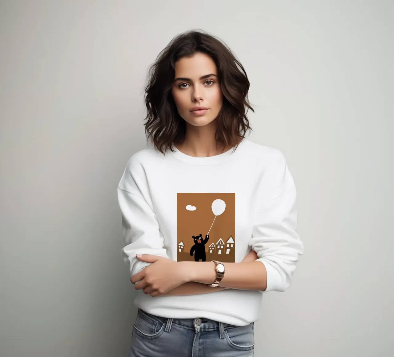 Orso che gioca con i palloncini felpa da TRENDY POSTER SHOP
