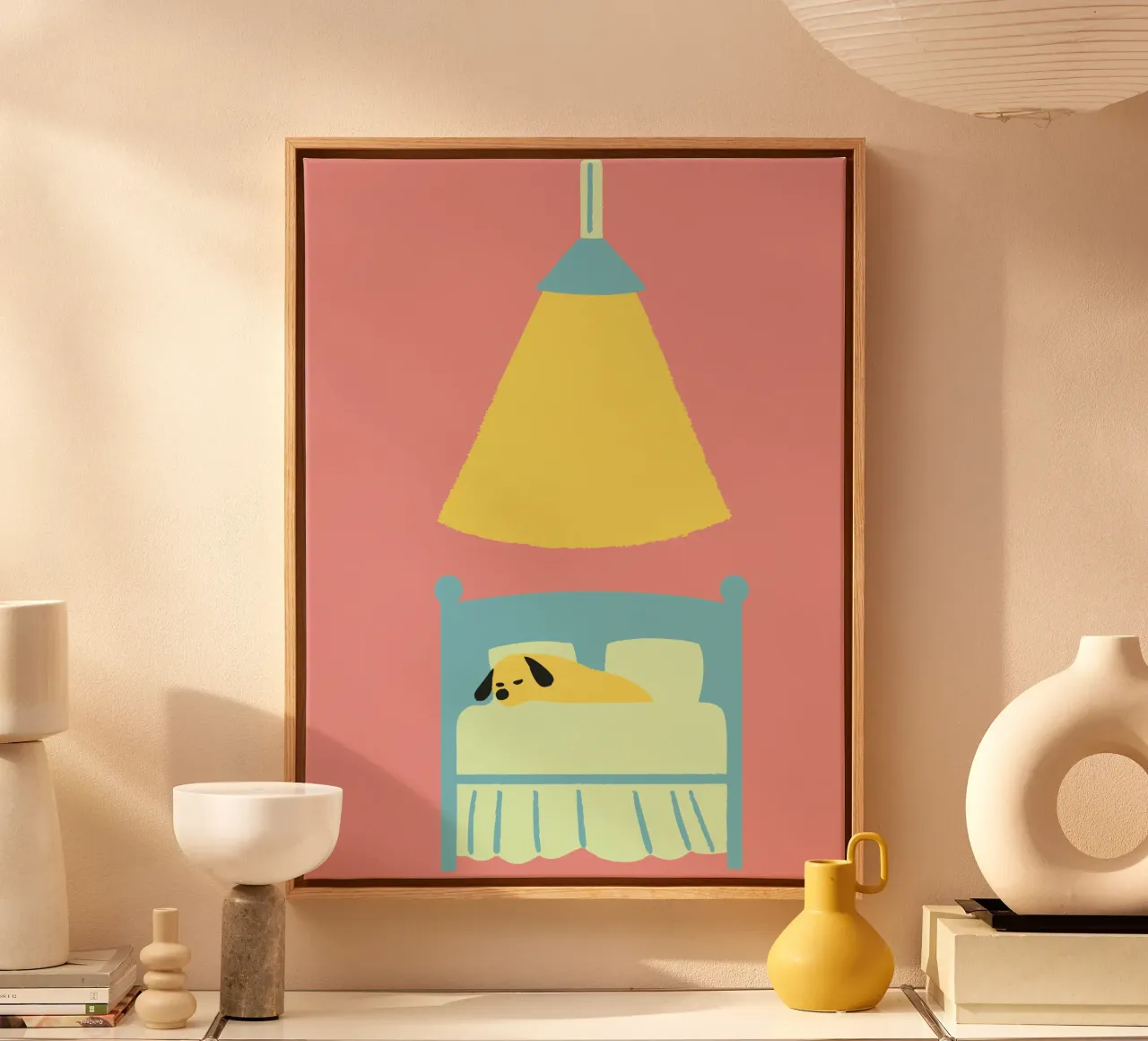 Cane che dorme tela con Cornice a cassetta da TRENDY POSTER SHOP