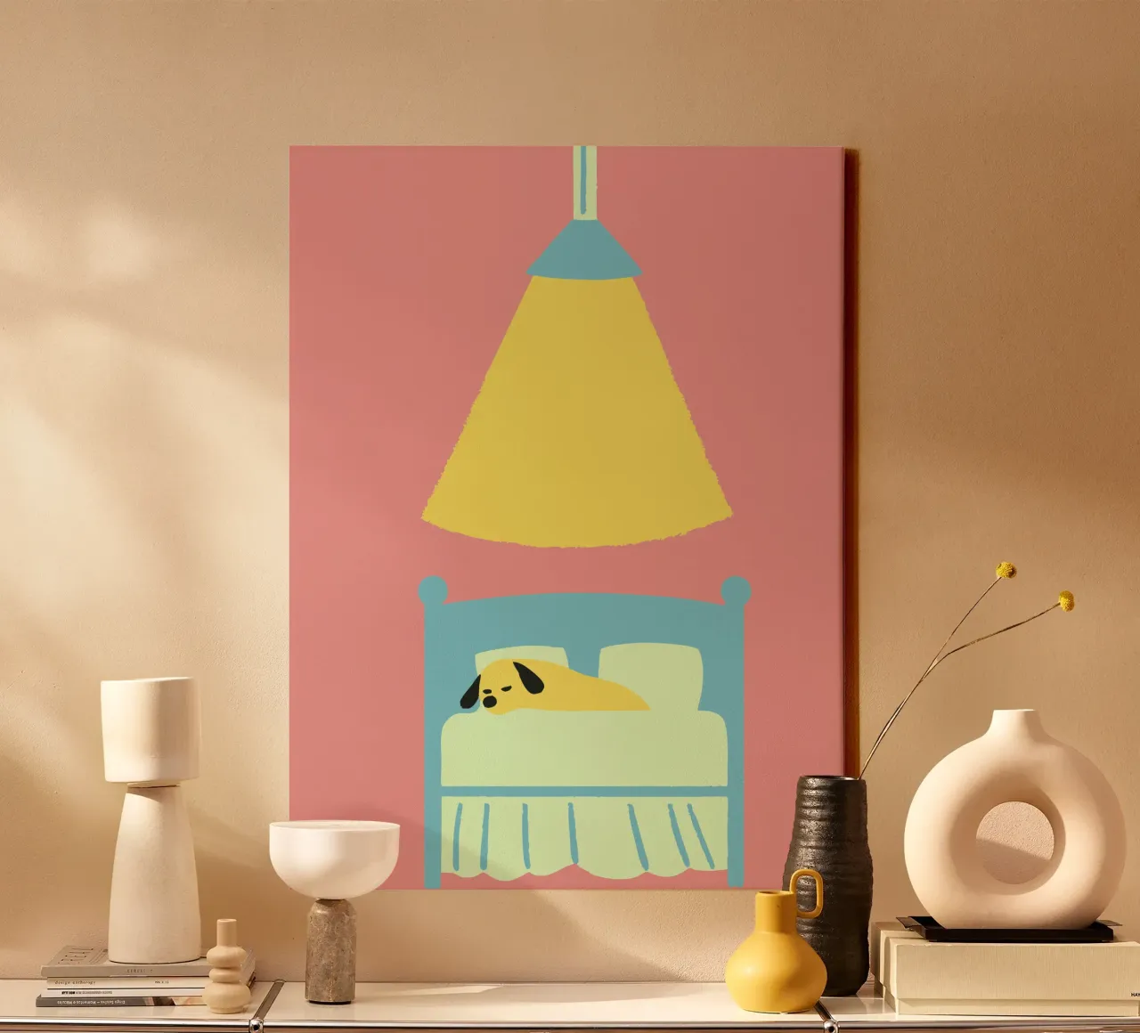 Cane che dorme tela con Cornice a cassetta da TRENDY POSTER SHOP