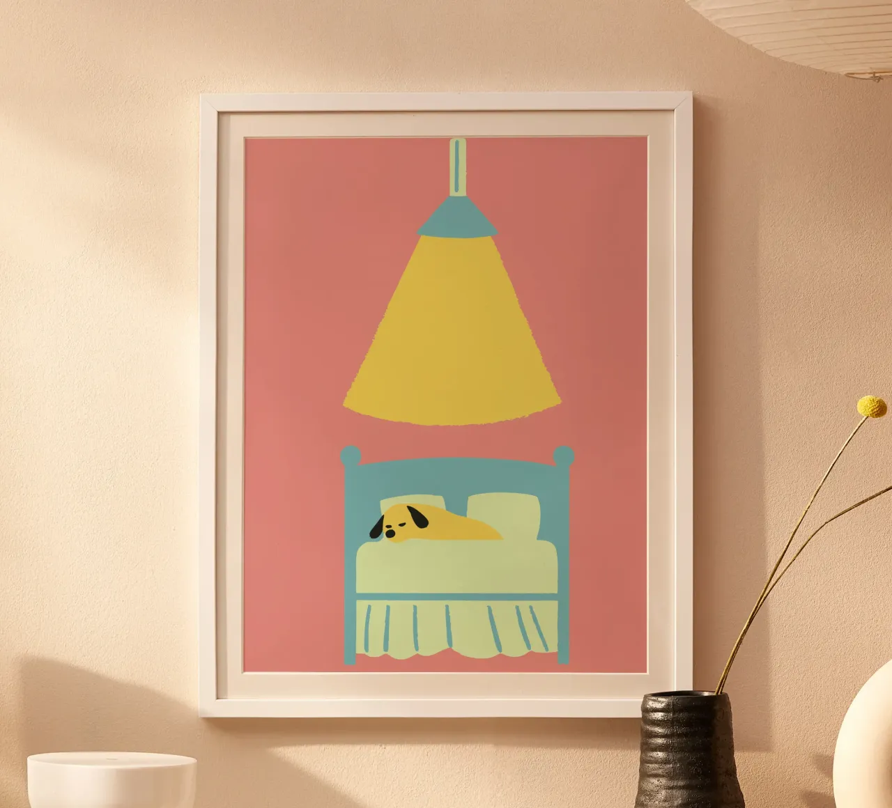 Cane che dorme poster con telaio in plastica da TRENDY POSTER SHOP