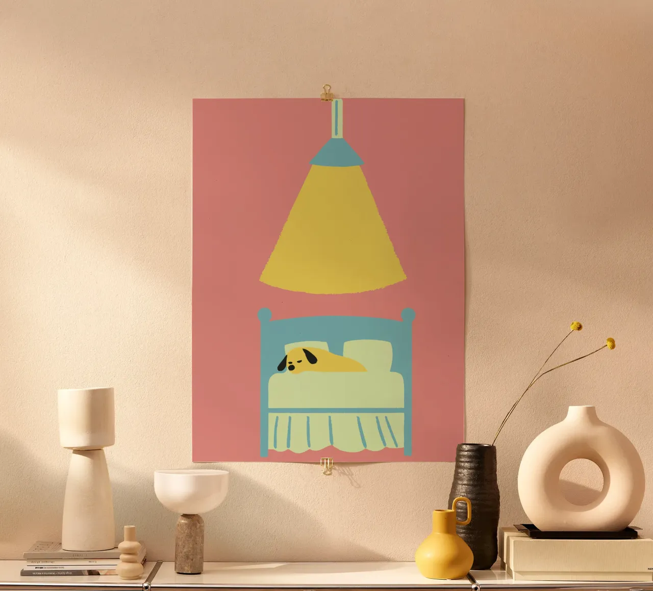 Cane che dorme poster con telaio in plastica da TRENDY POSTER SHOP