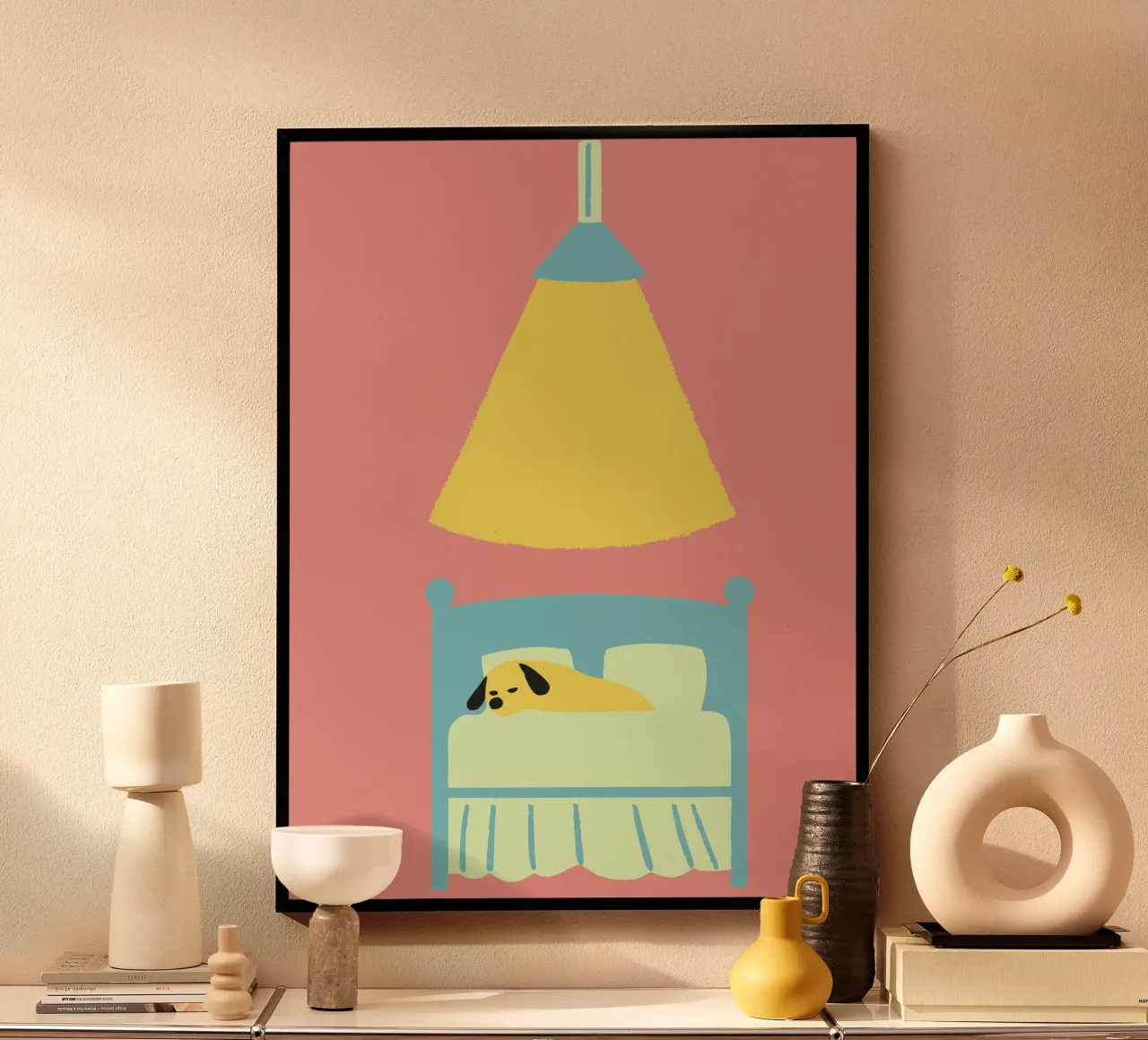 Cane che dorme poster con telaio in plastica da TRENDY POSTER SHOP