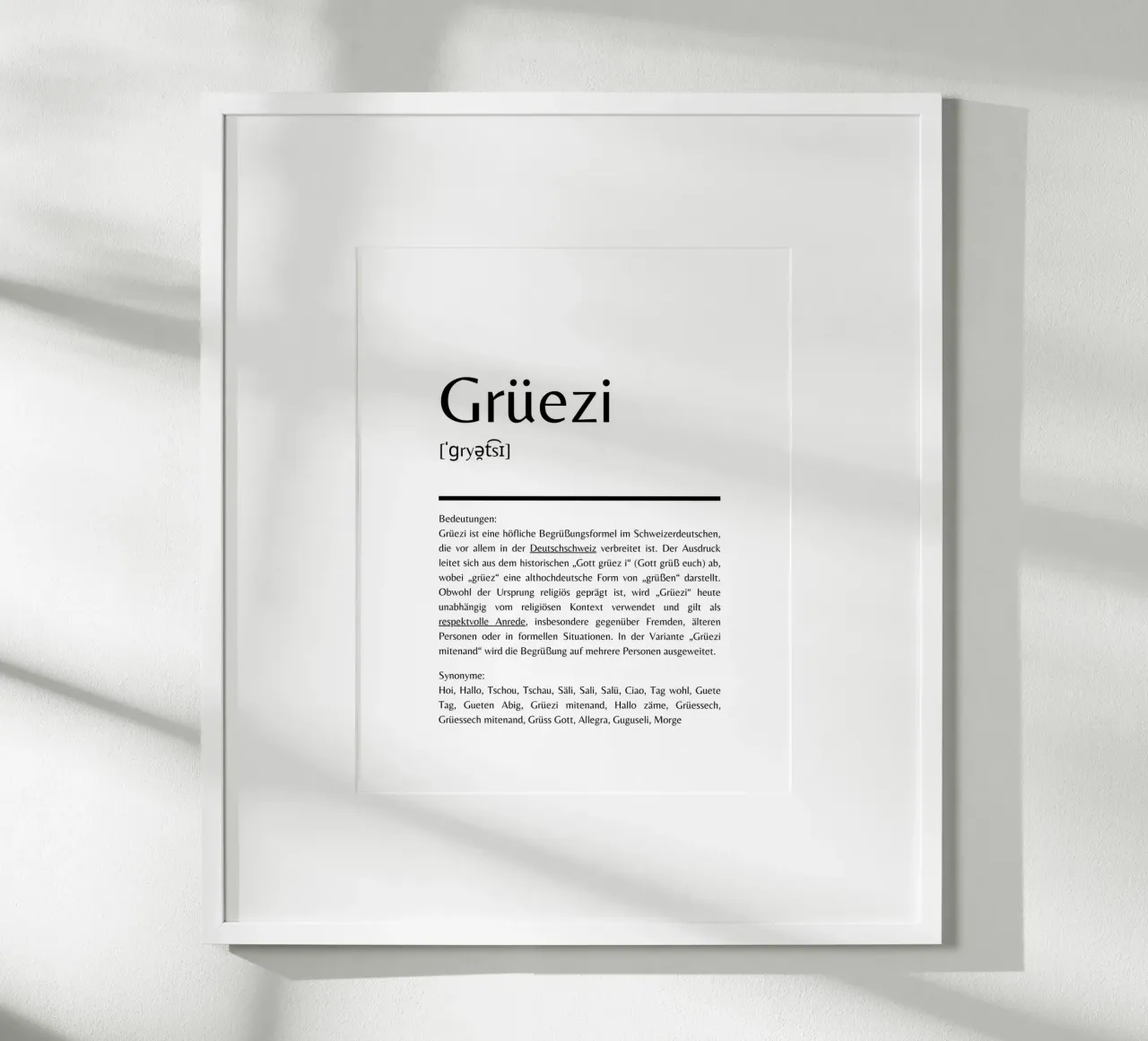 Greetings Meaning poster with aluminum frame by LucernePictures