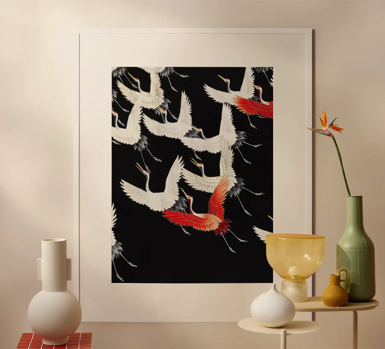 Furisode with a Myriad of Flying Cranes (1910–1920) poster by Jolie Prints