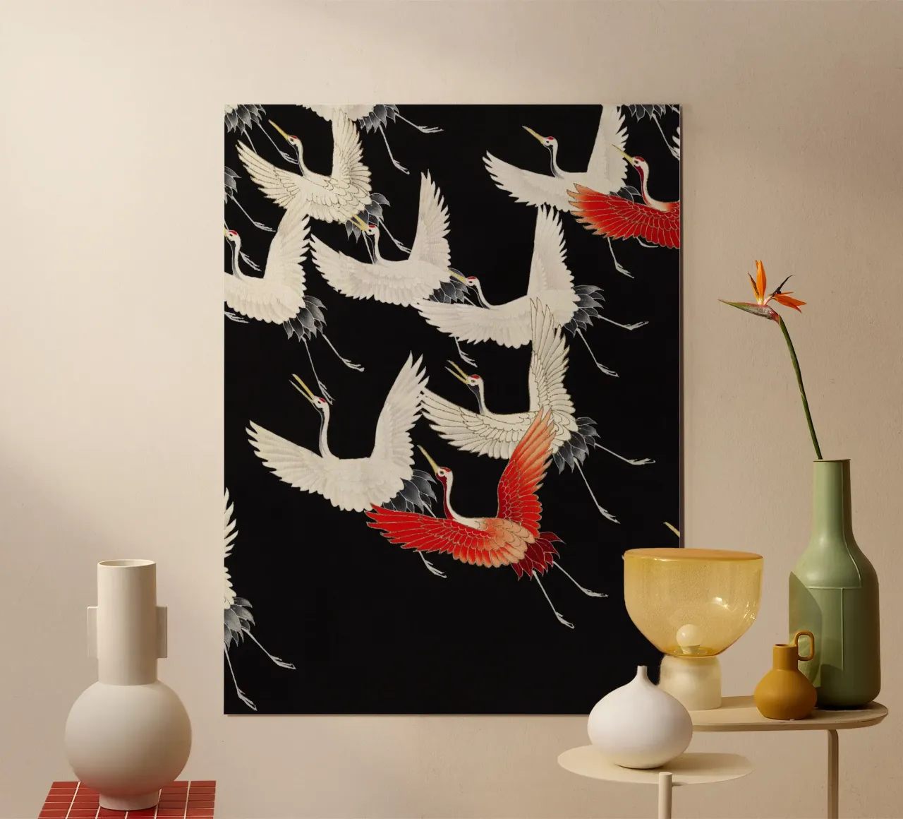 Furisode with a Myriad of Flying Cranes (1910–1920) poster by Jolie Prints