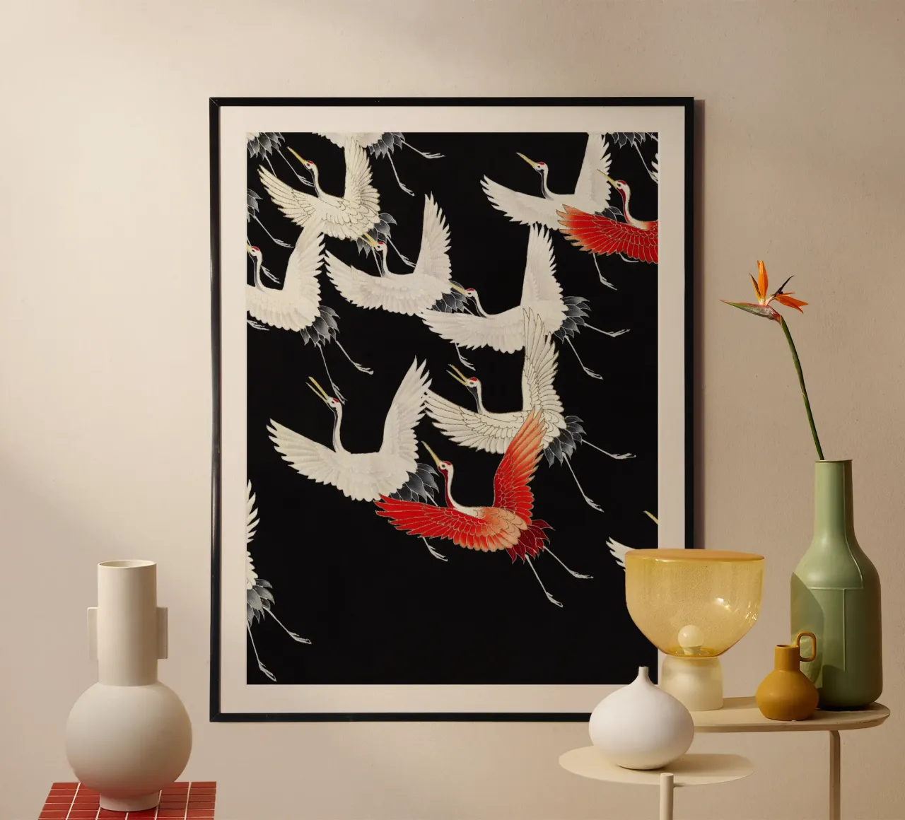 Furisode with a Myriad of Flying Cranes (1910–1920) poster by Jolie Prints