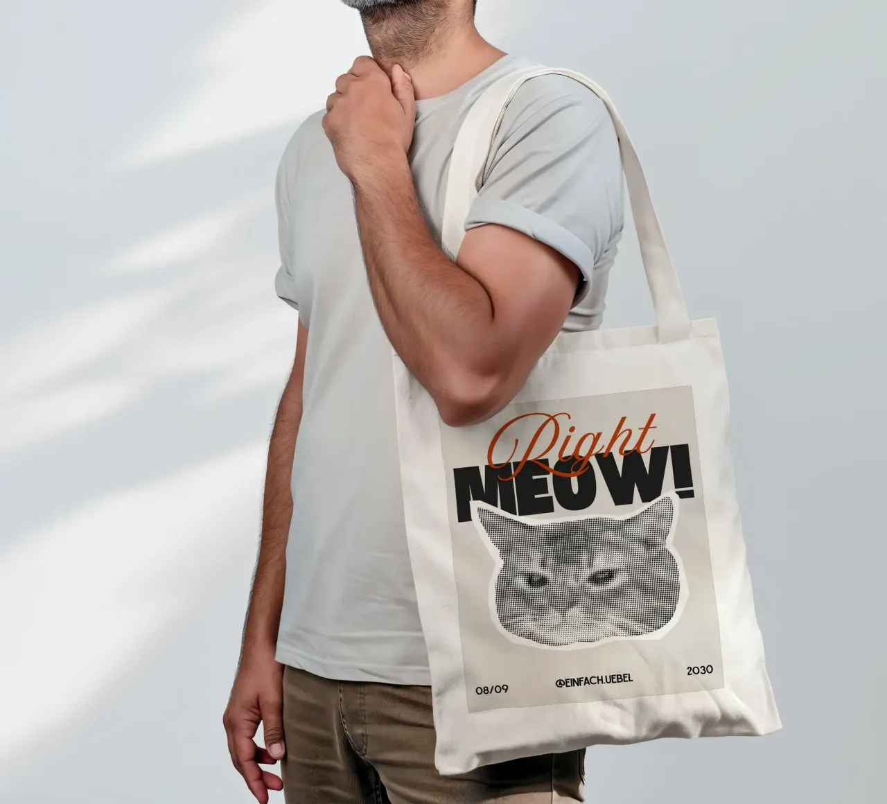 RIGHT MEOW! borsa in juta da Einfach Uebel