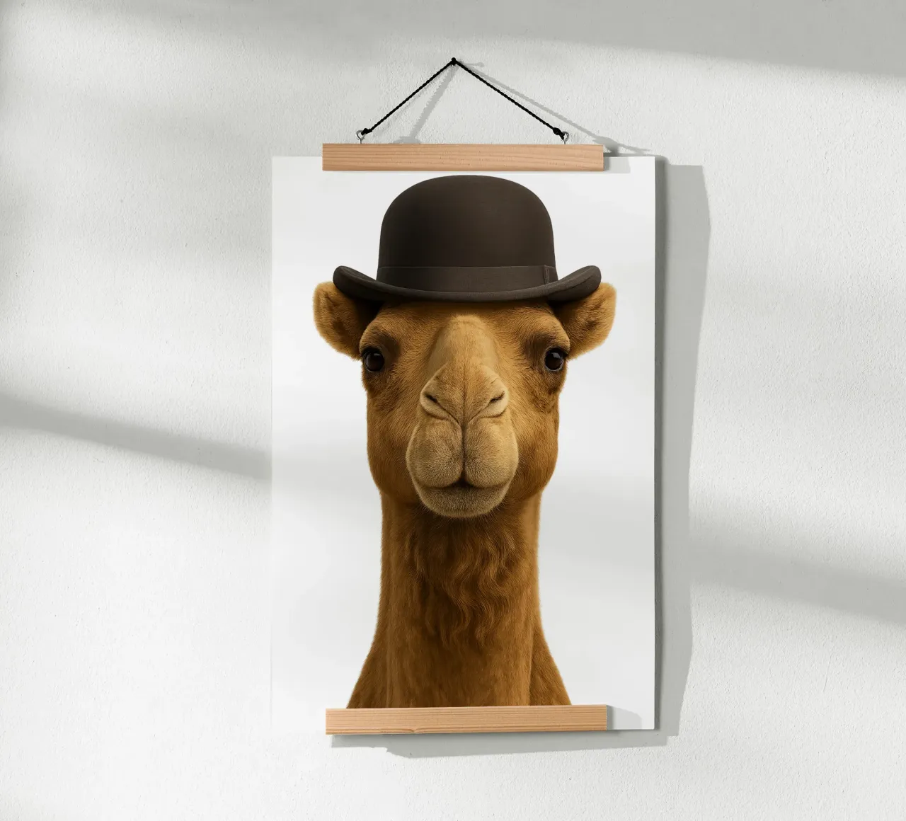 Chameau Dandy - Eleganza retrò parigina poster con telaio in legno da So Cute Land - Affiches et posters
