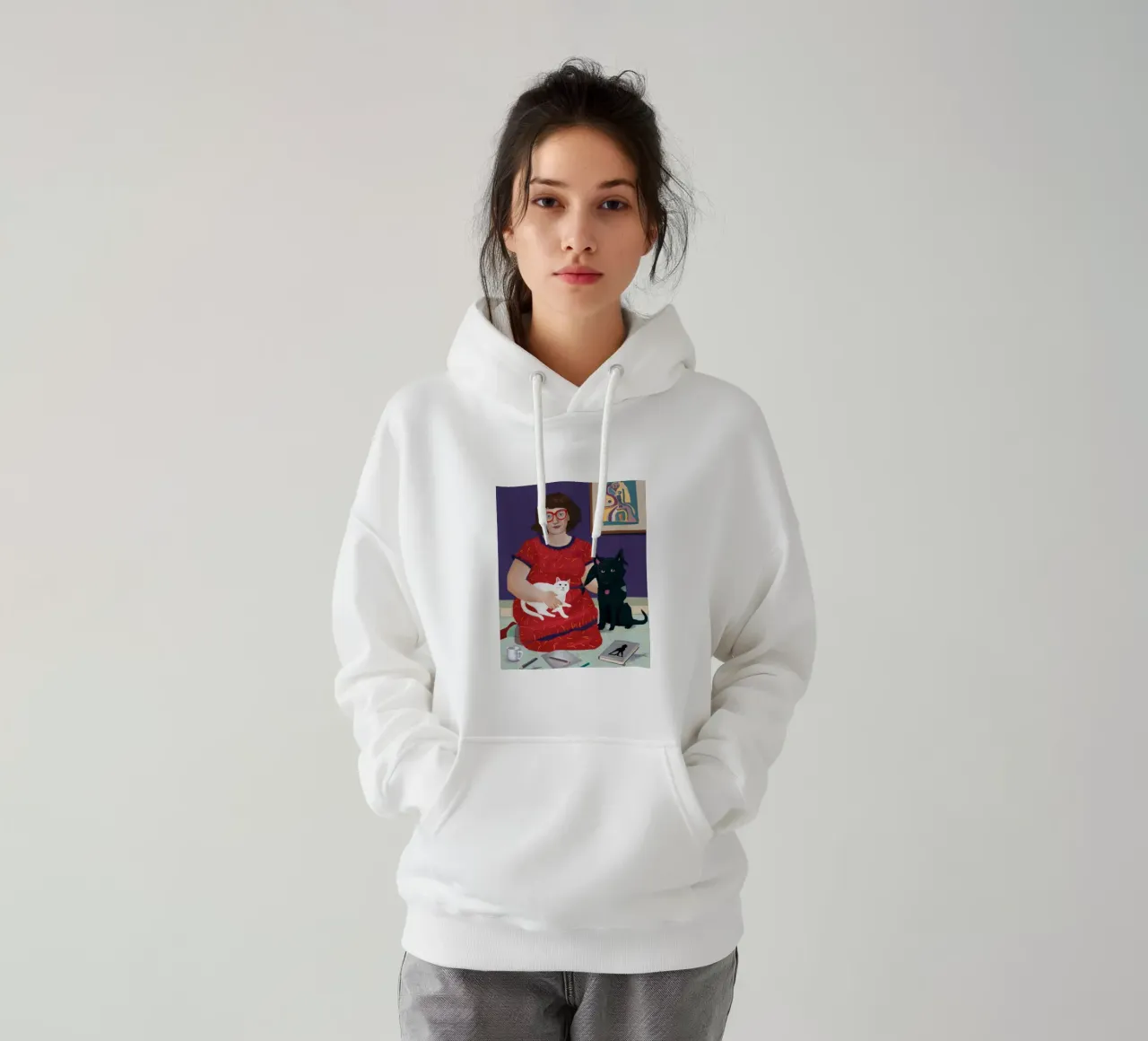 Ruby Musa Felina felpa con cappuccio da Pake Nebula