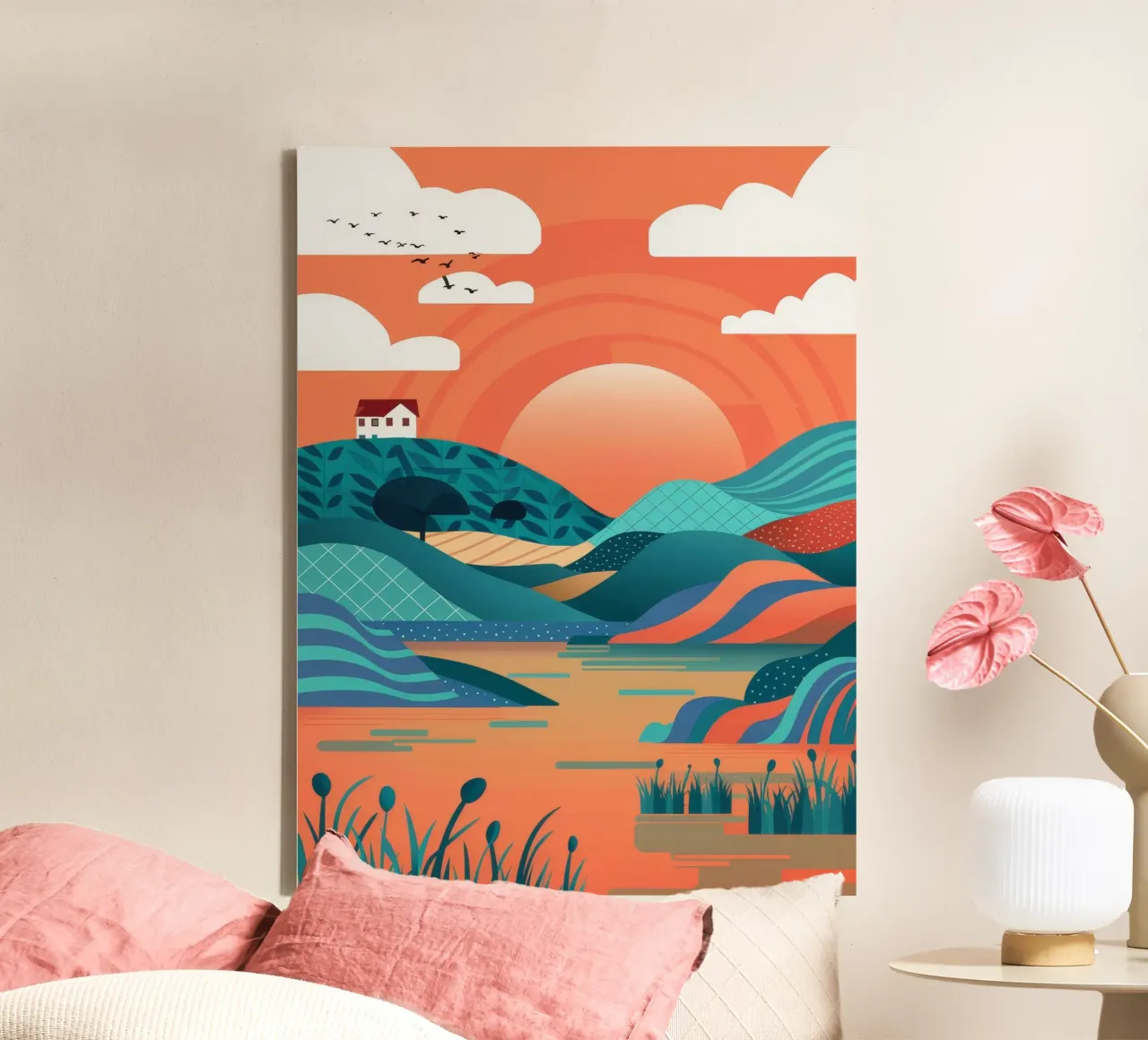Vaso Cerise Contemplation tela con Cornice a cassetta da Pake Nebula