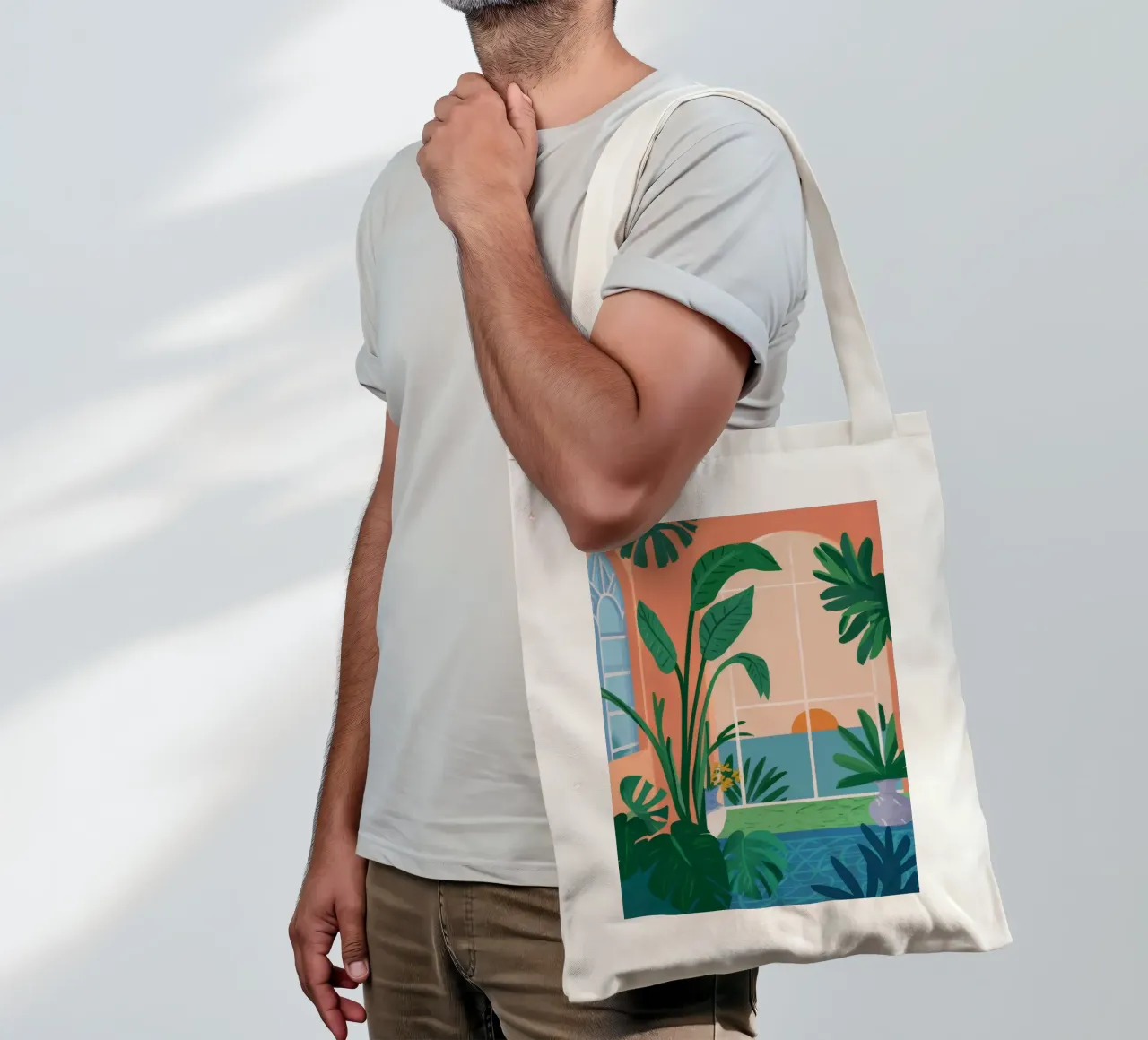 Verdant Balcony Escape tote bag by Pake Nebula