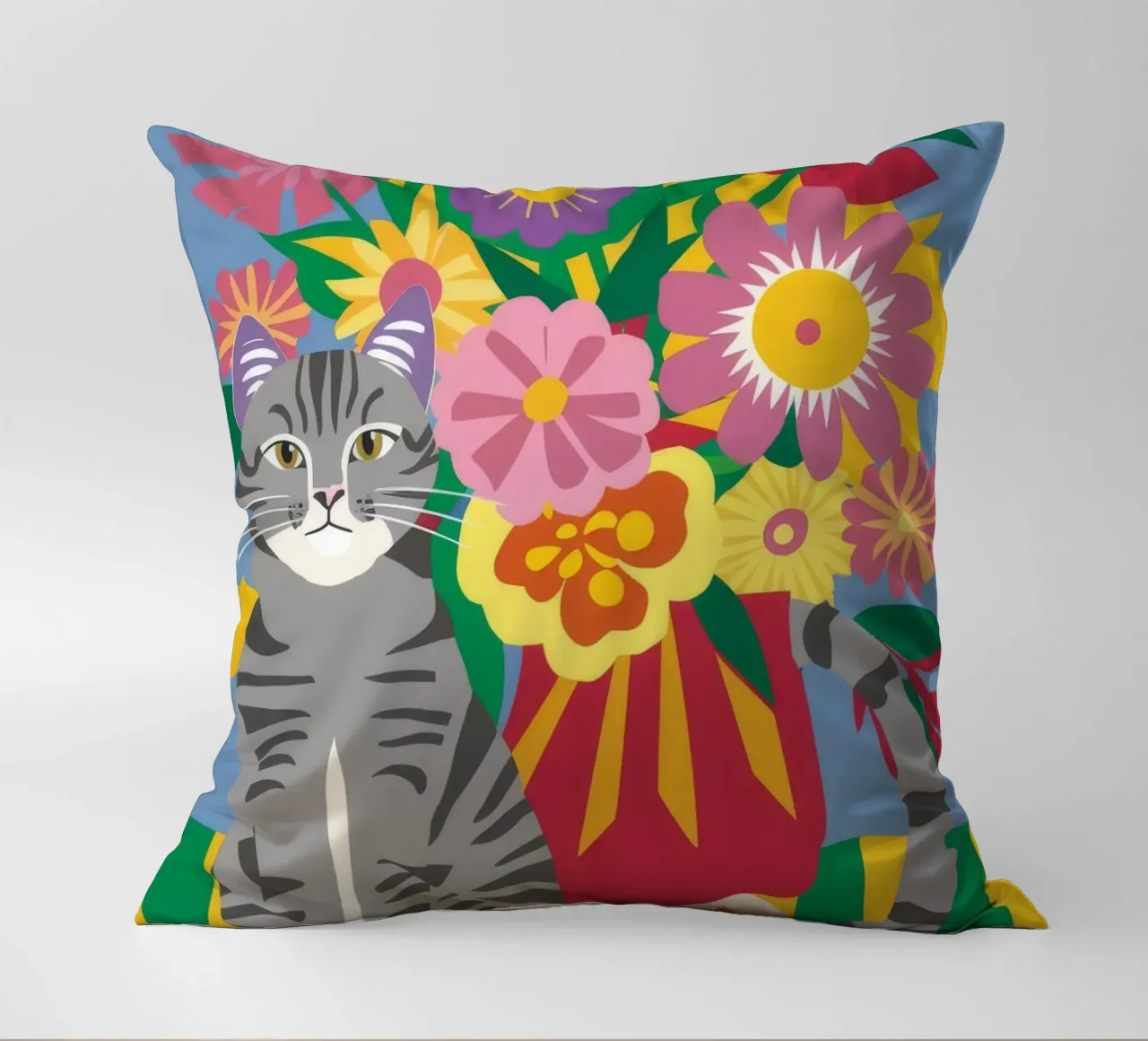 Fiori felini a righe cuscino da Pake Nebula