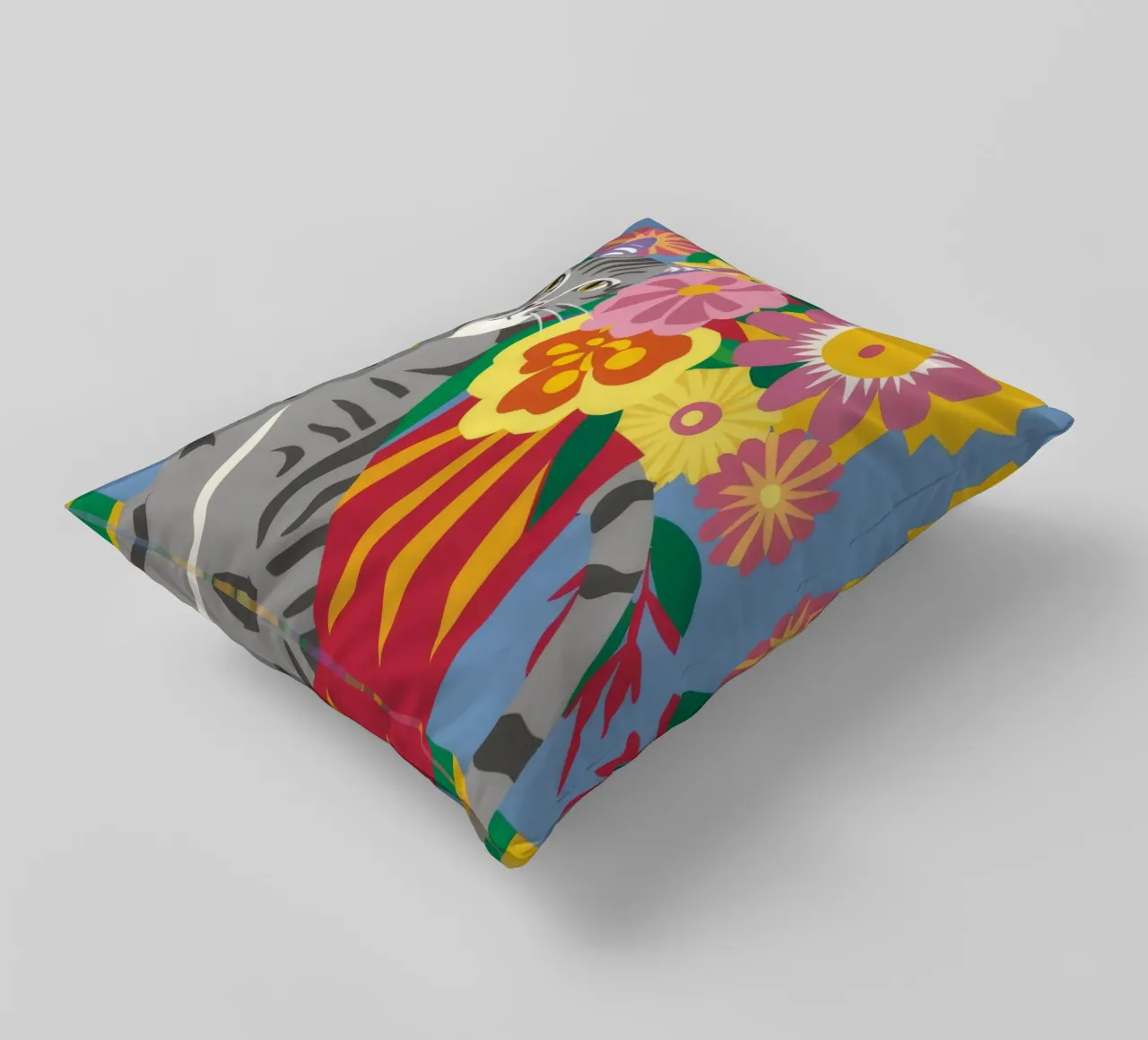 Fiori felini a righe cuscino da Pake Nebula