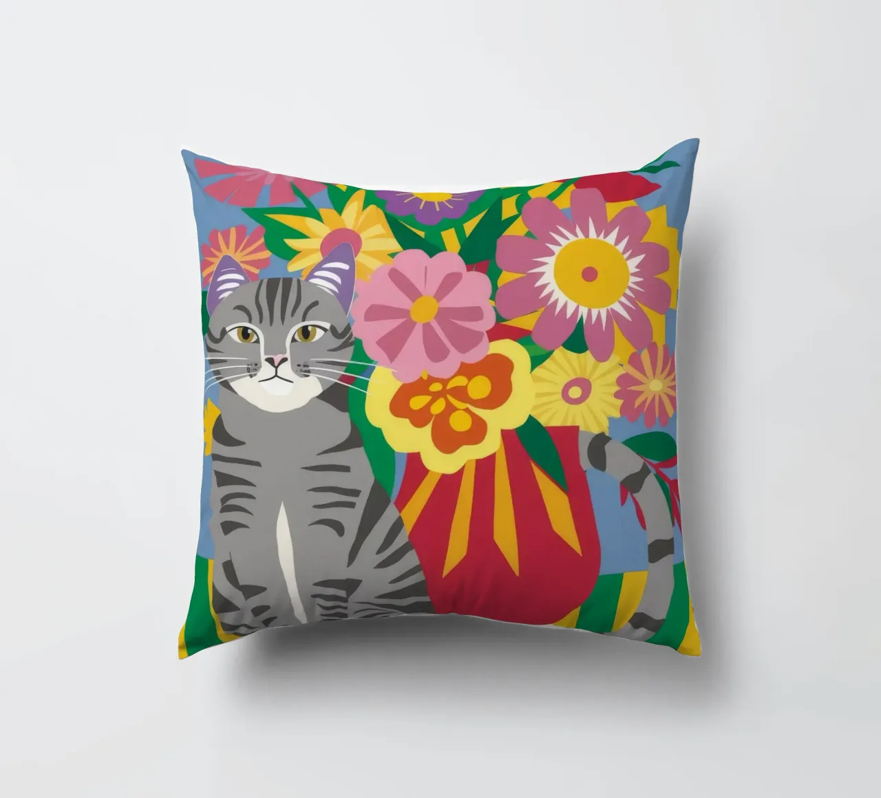 Fiori felini a righe cuscino da Pake Nebula