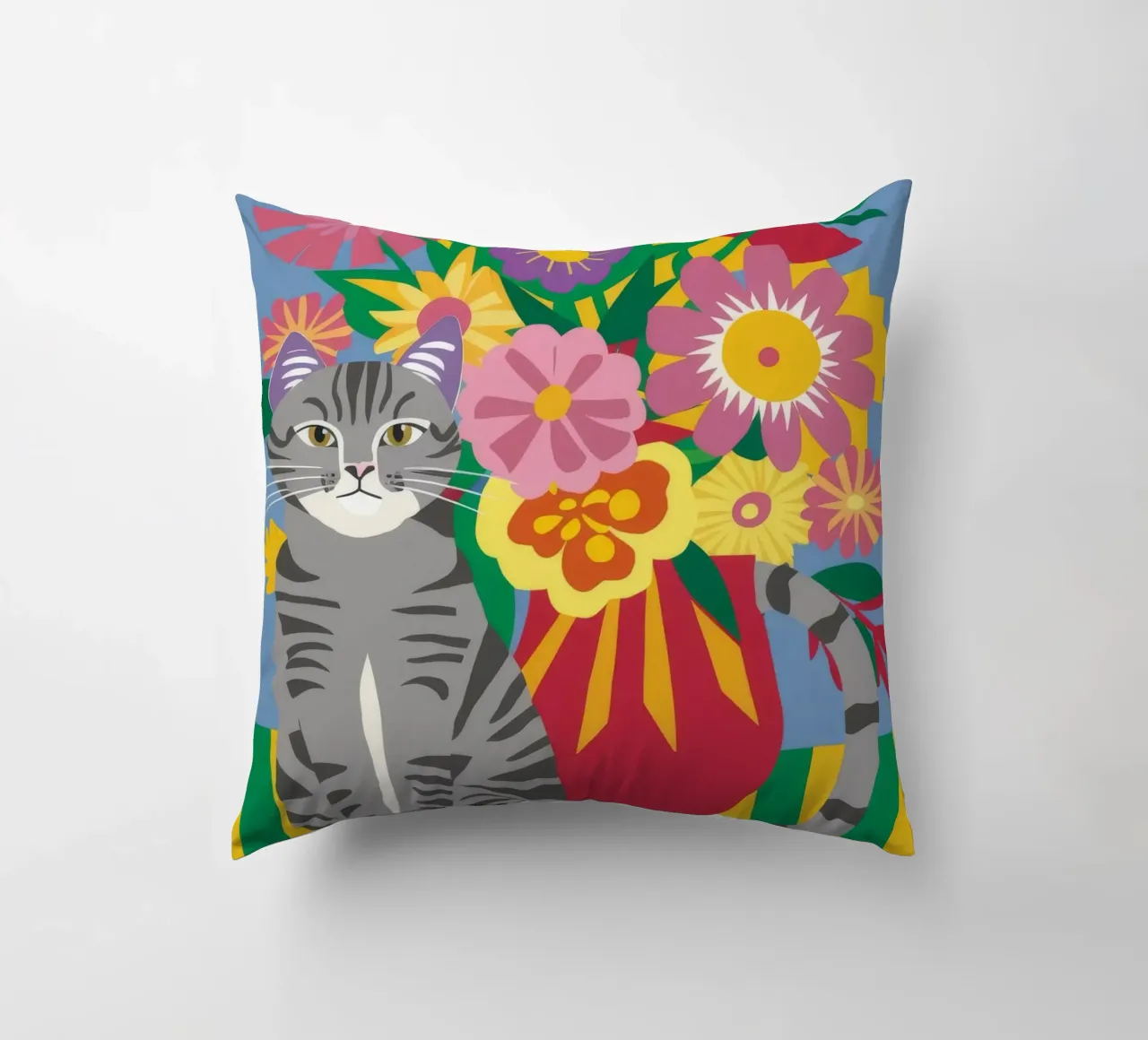 Fiori felini a righe cuscino da Pake Nebula